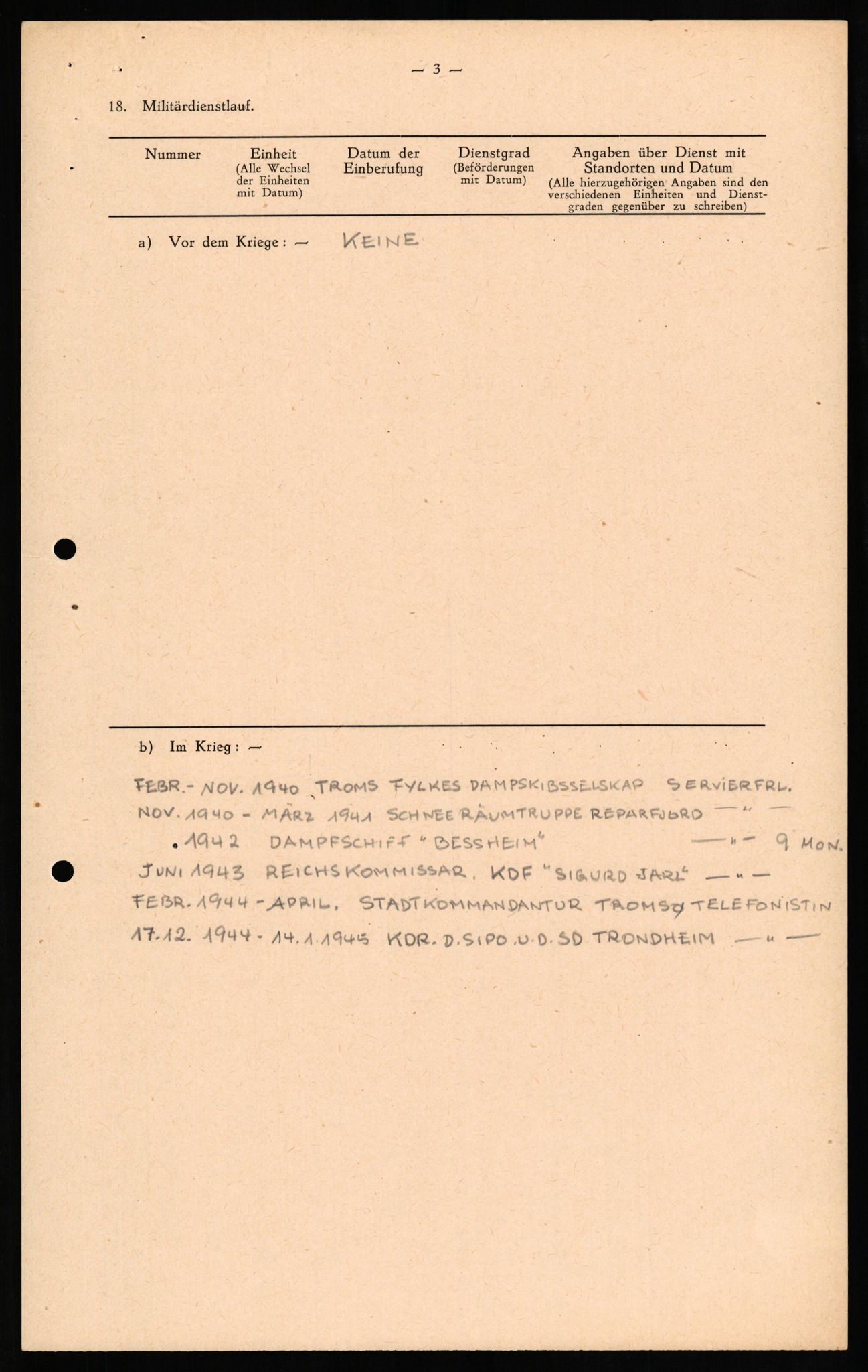 Forsvaret, Forsvarets overkommando II, RA/RAFA-3915/D/Db/L0021: CI Questionaires. Tyske okkupasjonsstyrker i Norge. Tyskere., 1945-1946, p. 132