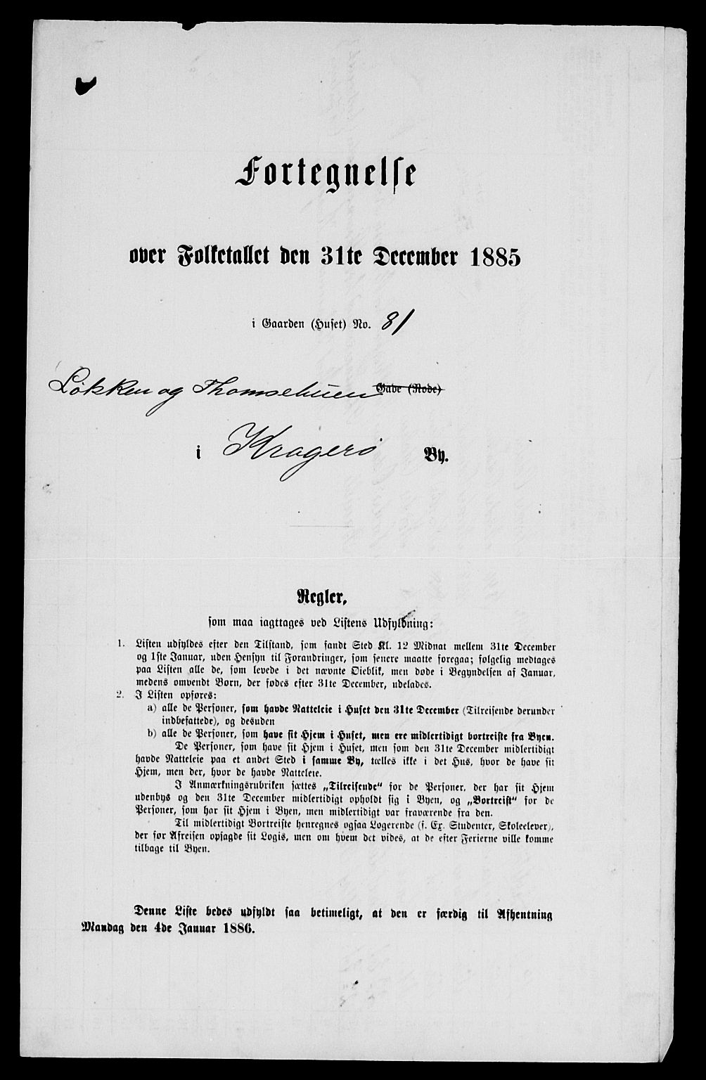 SAKO, 1885 census for 0801 Kragerø, 1885, p. 815