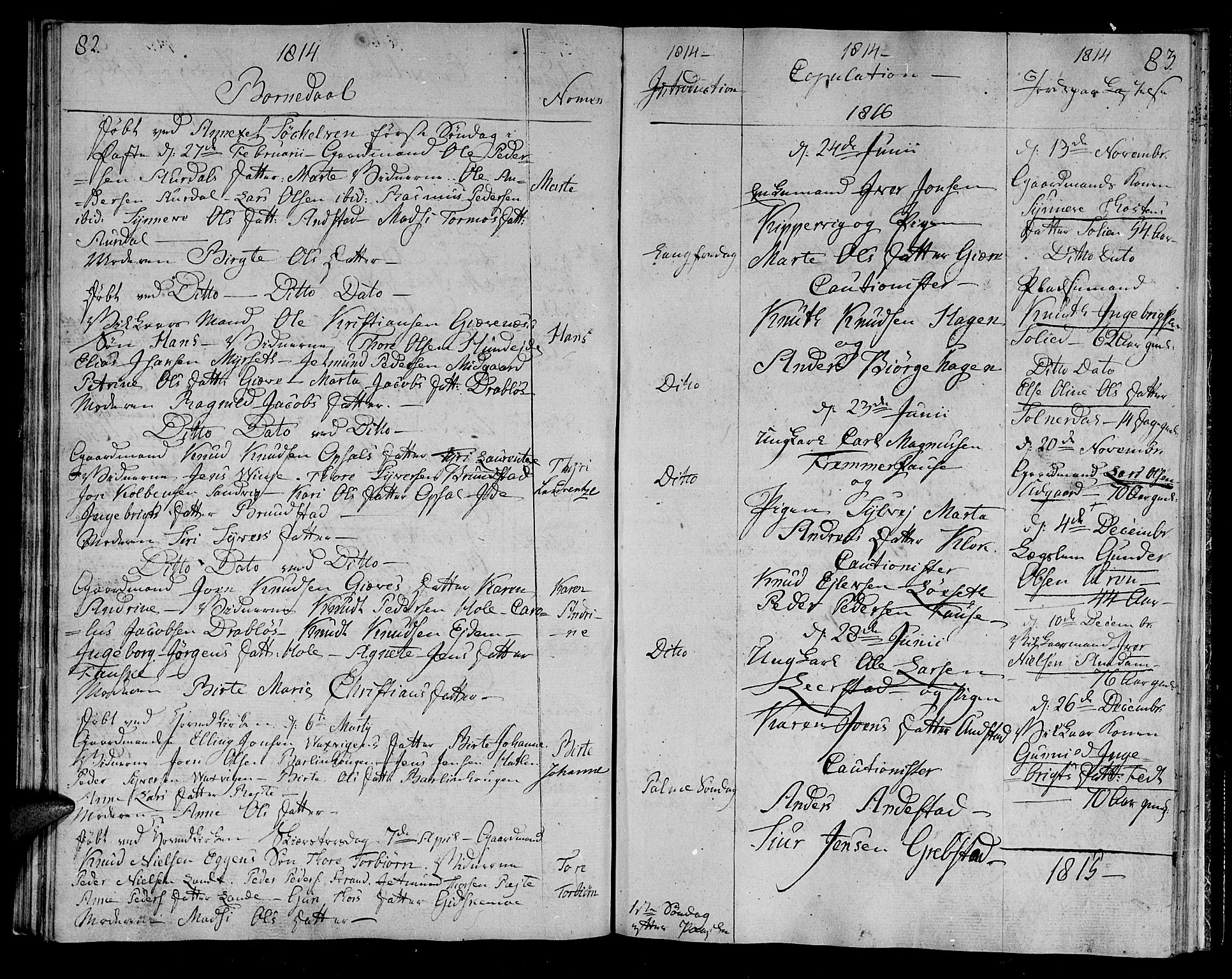 Ministerialprotokoller, klokkerbøker og fødselsregistre - Møre og Romsdal, AV/SAT-A-1454/522/L0309: Parish register (official) no. 522A04, 1810-1816, p. 82-83