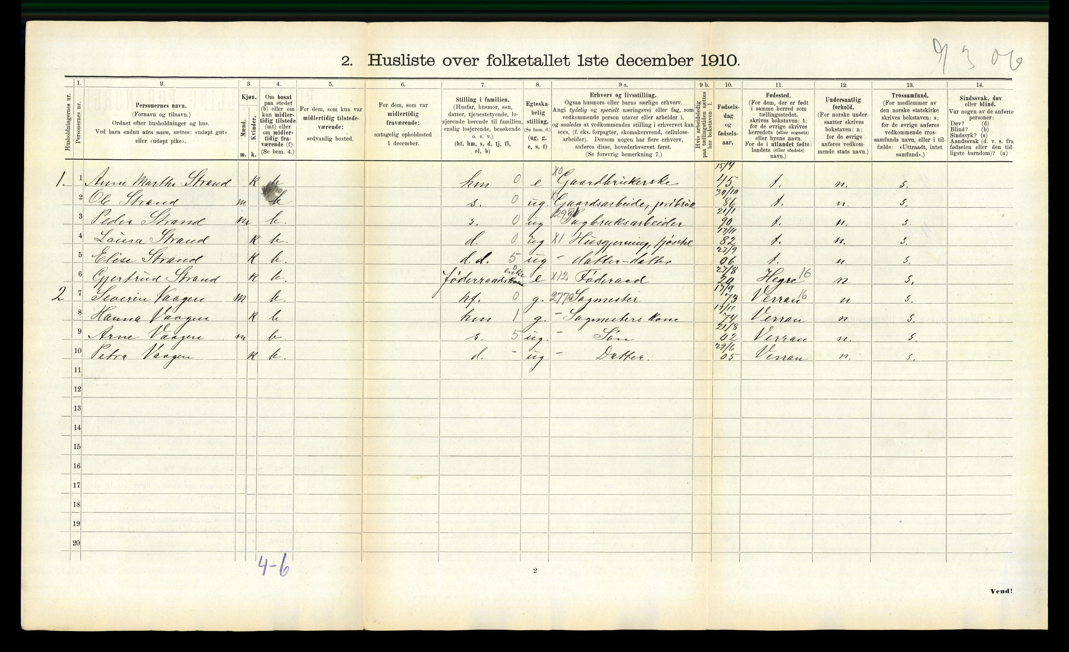 RA, 1910 census for Skogn, 1910, p. 1045