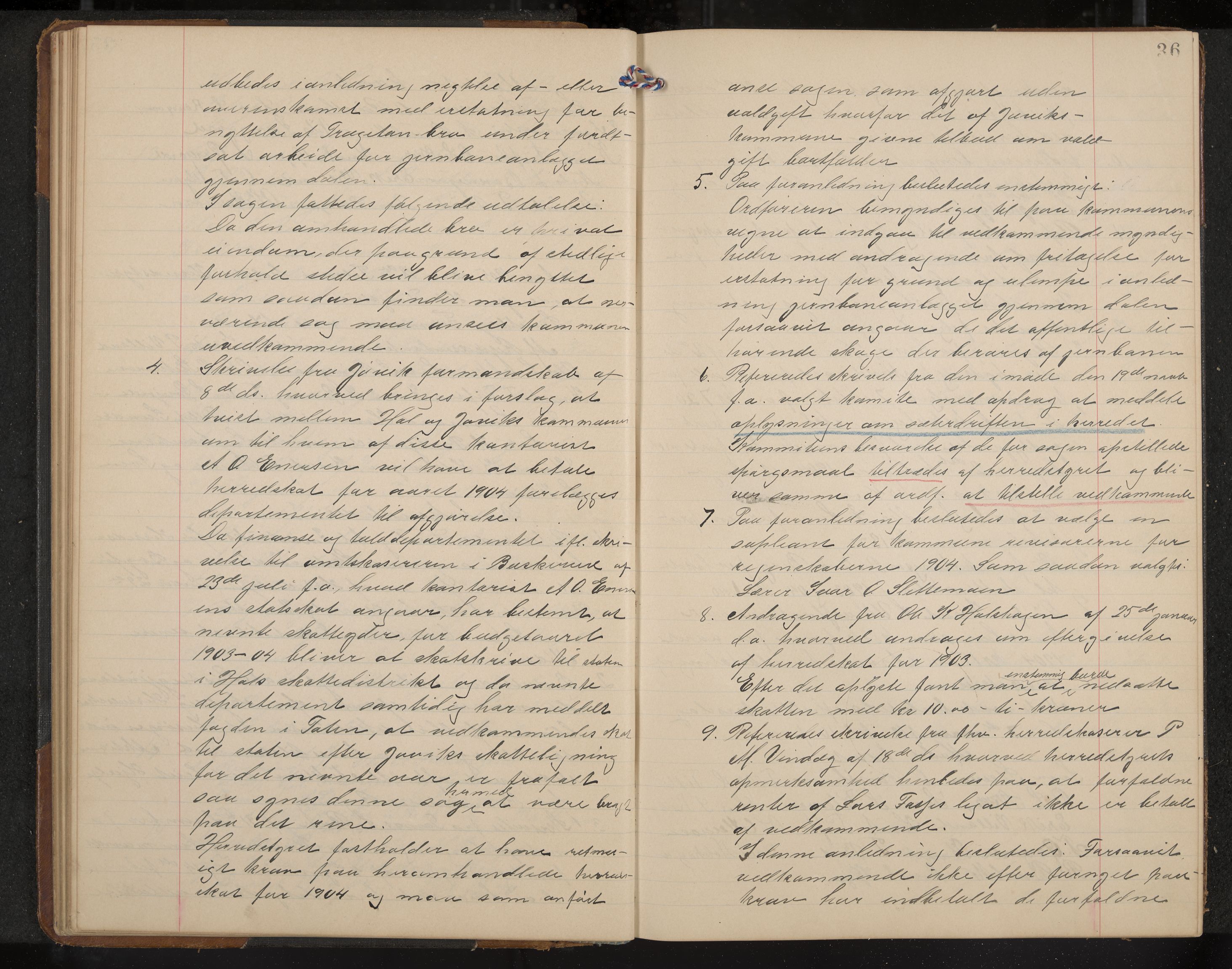 Hol formannskap og sentraladministrasjon, IKAK/0620021-1/A/L0004: Møtebok, 1904-1909, p. 36
