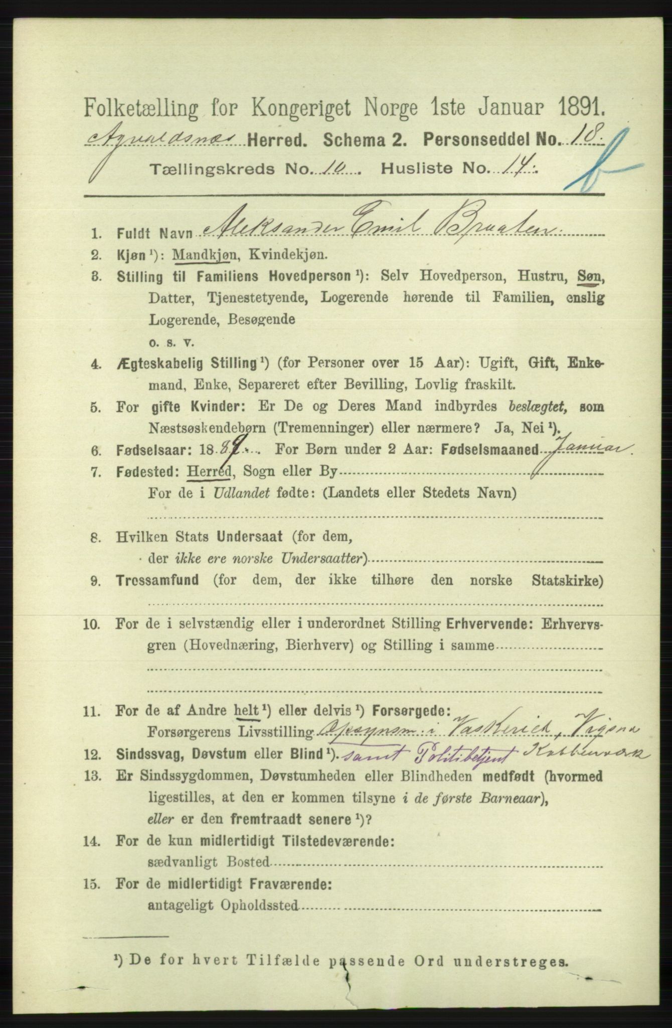 RA, 1891 census for 1147 Avaldsnes, 1891, p. 5967