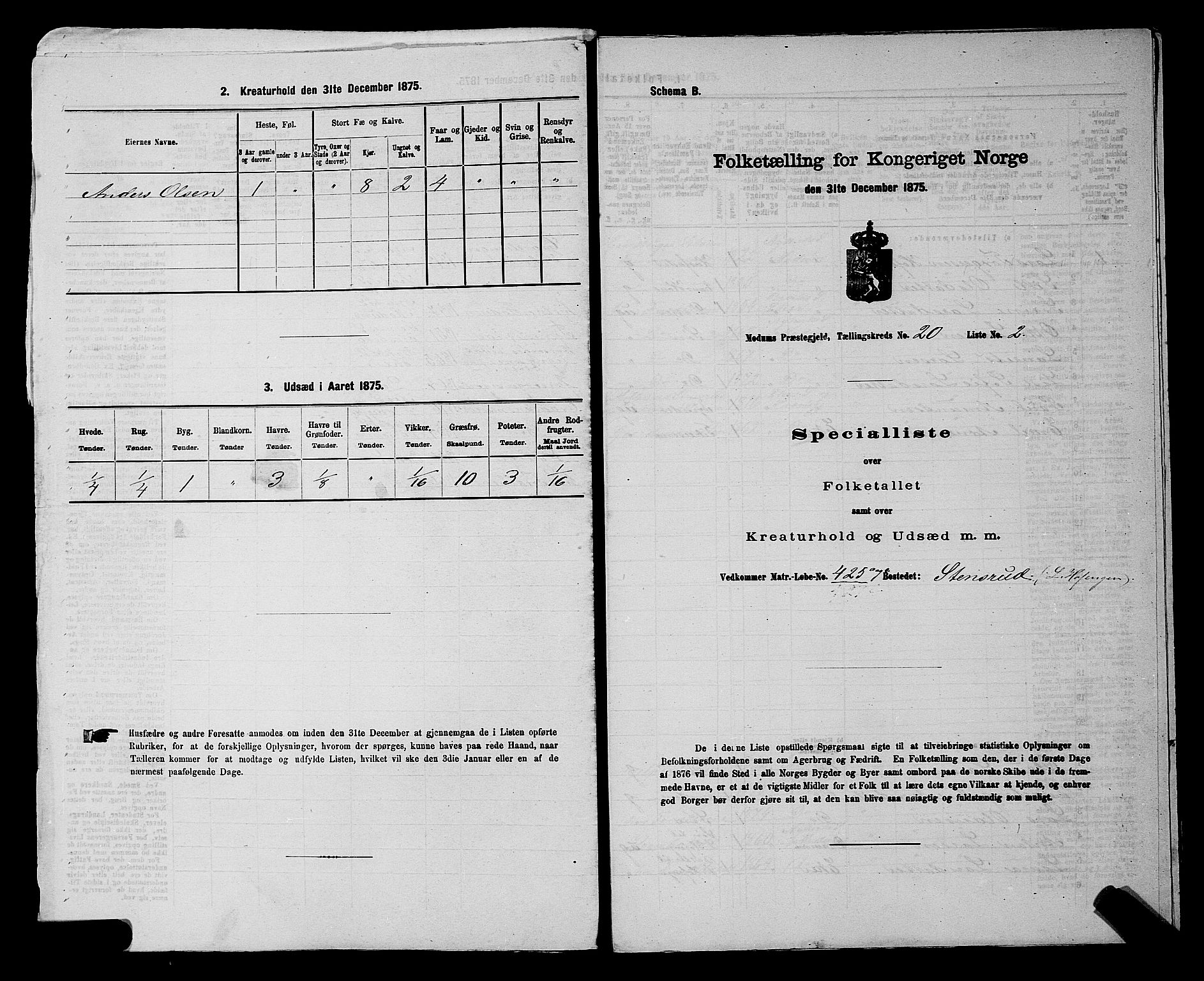 SAKO, 1875 census for 0623P Modum, 1875, p. 2457