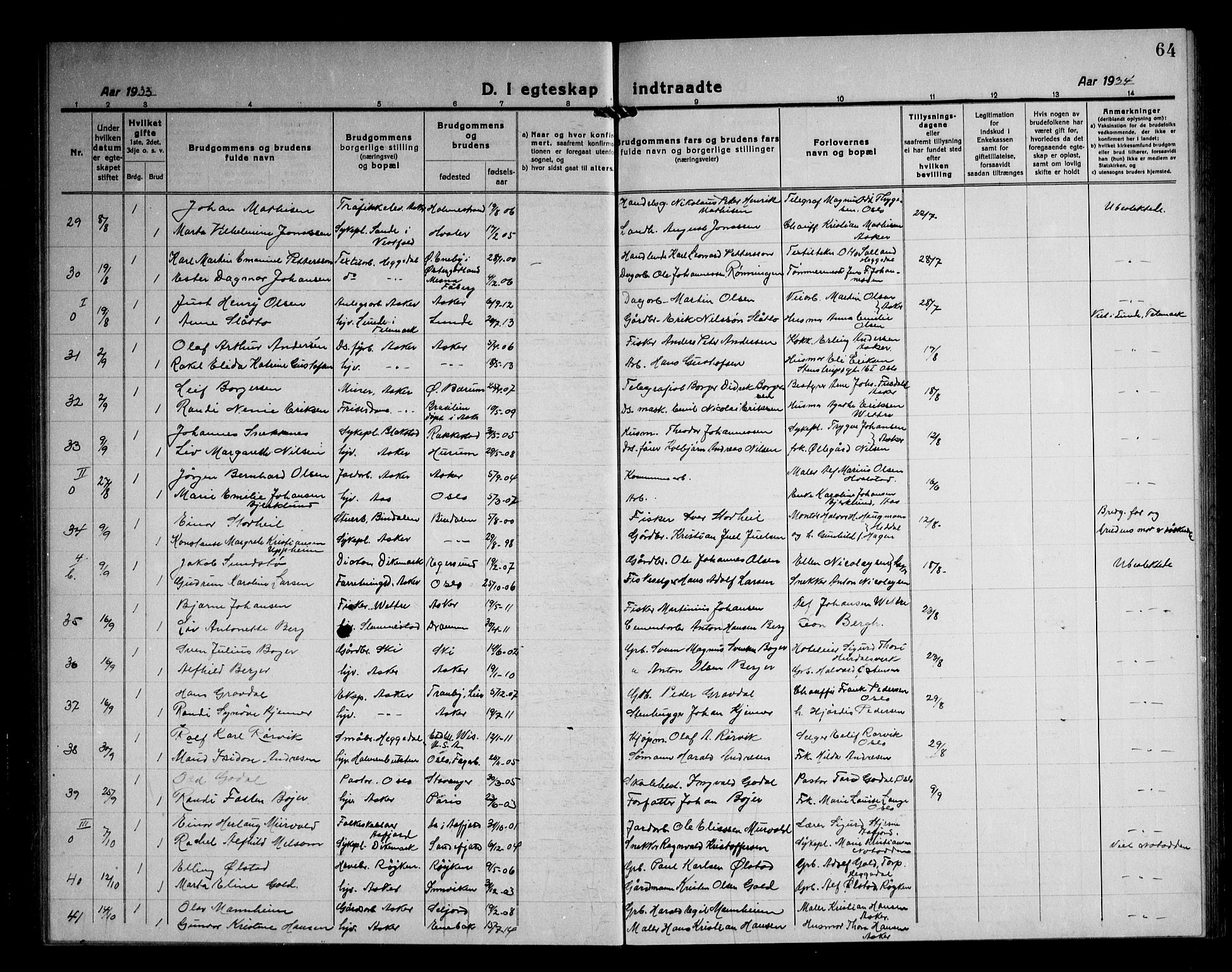 Asker prestekontor Kirkebøker, SAO/A-10256a/F/Fa/L0020: Parish register (official) no. I 20, 1918-1948, p. 64