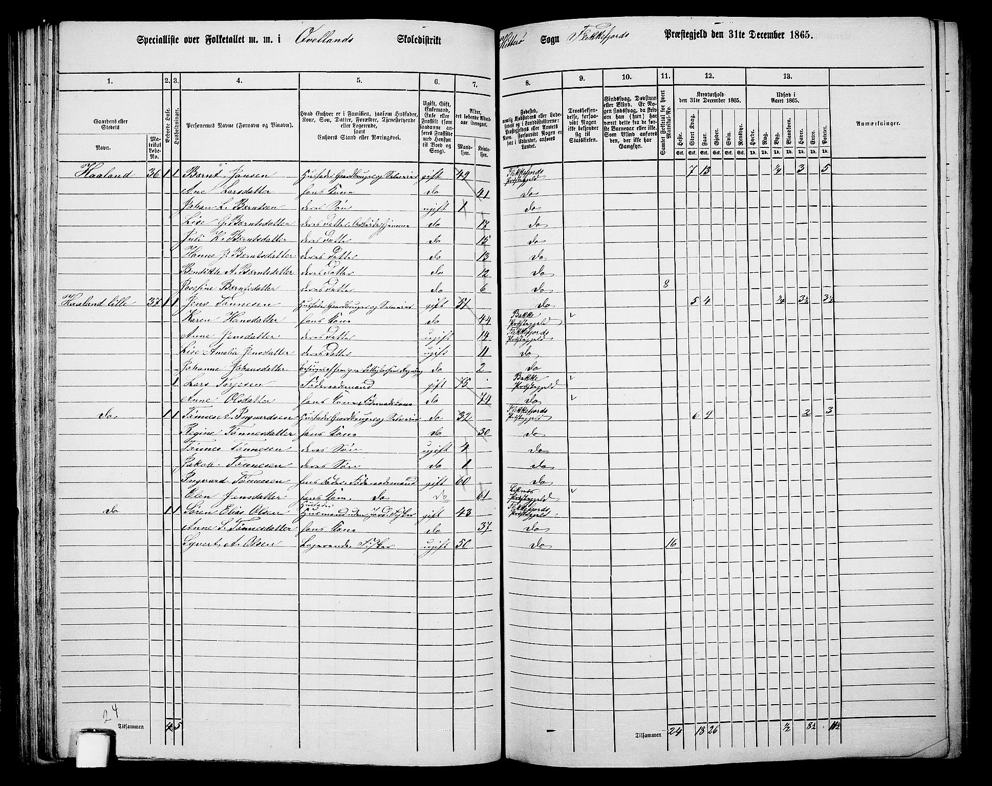 RA, 1865 census for Flekkefjord/Nes og Hidra, 1865, p. 64