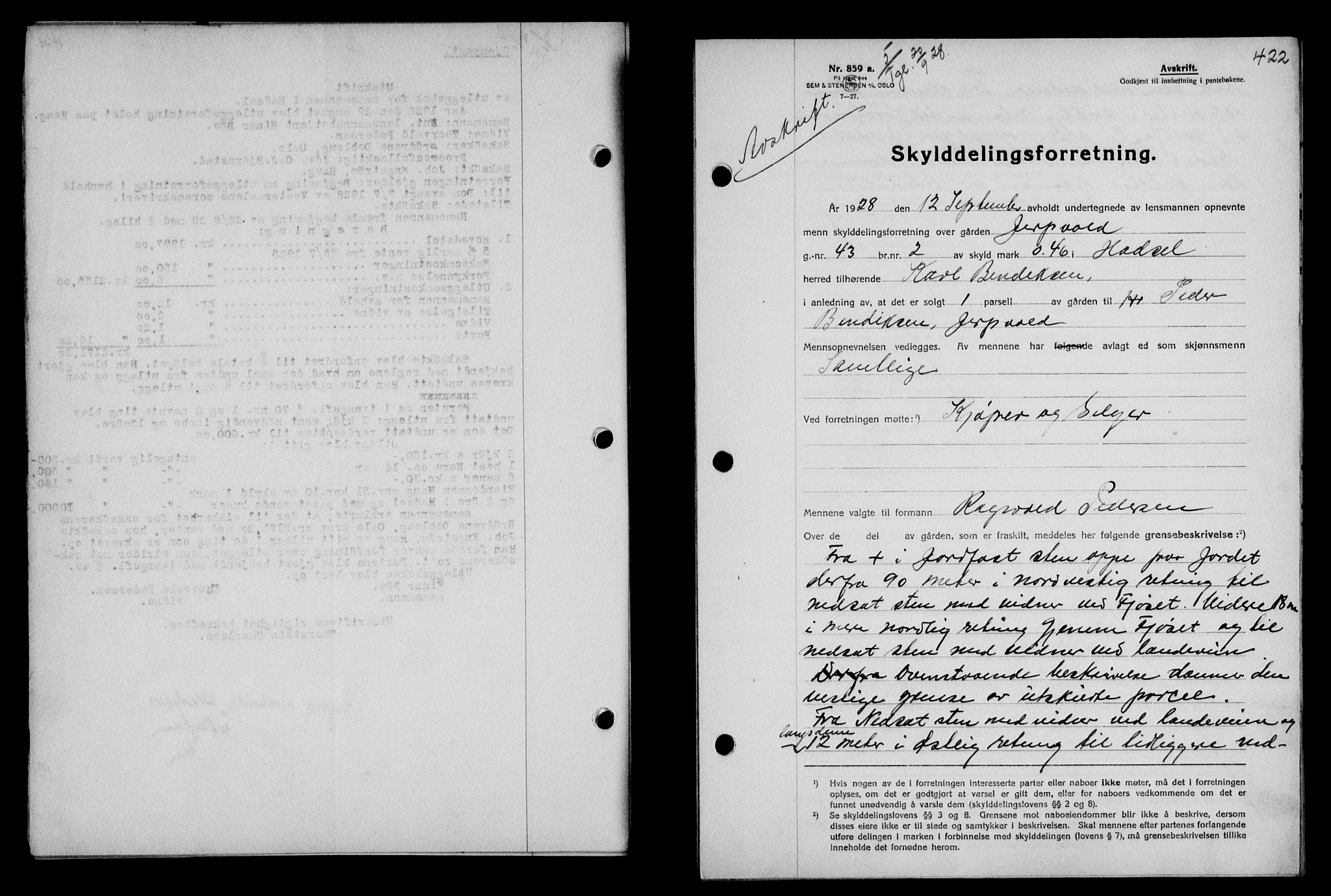 Vesterålen sorenskriveri, SAT/A-4180/1/2/2Ca/L0046: Mortgage book no. 39, 1928-1928, Deed date: 20.09.1928