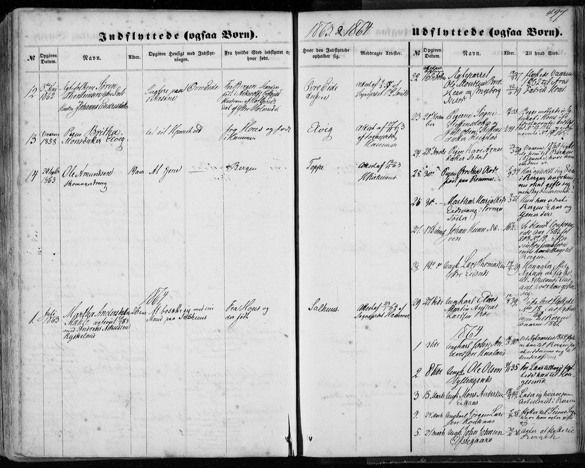 Hamre sokneprestembete, SAB/A-75501/H/Ha/Haa/Haaa/L0014: Parish register (official) no. A 14, 1858-1872, p. 497