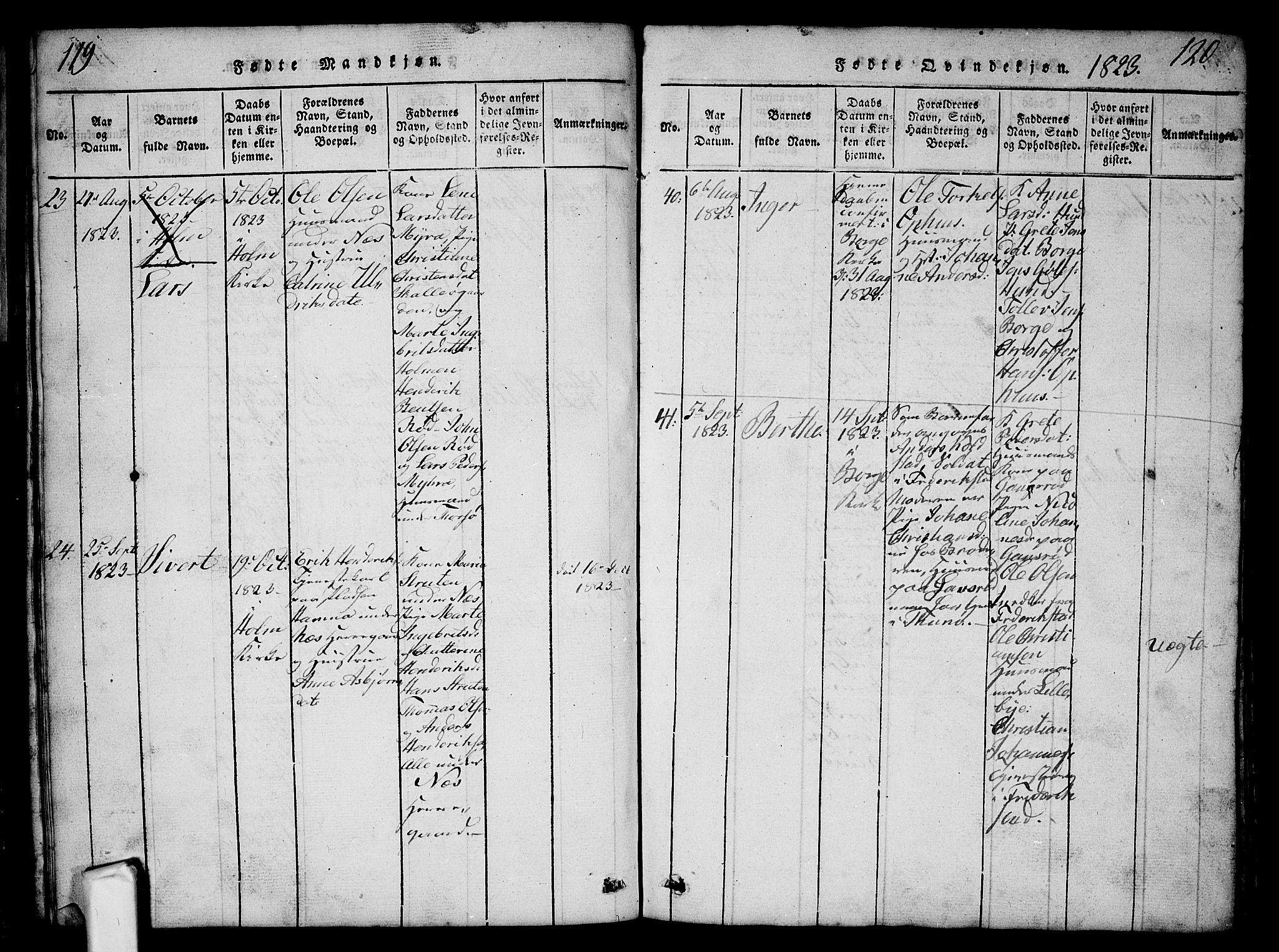 Borge prestekontor Kirkebøker, AV/SAO-A-10903/G/Ga/L0001: Parish register (copy) no.  I 1, 1815-1835, p. 119-120