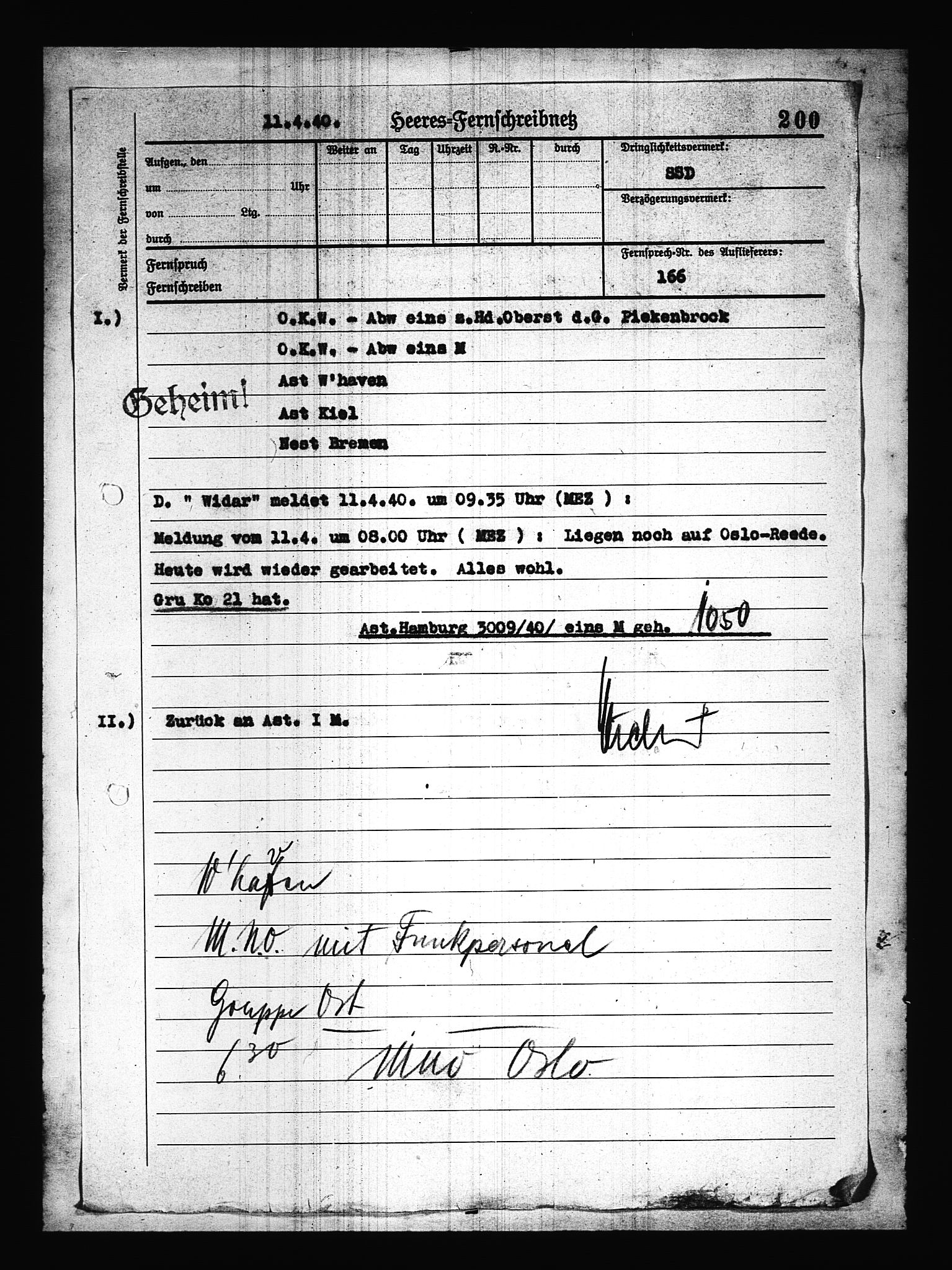 Documents Section, AV/RA-RAFA-2200/V/L0085: Amerikansk mikrofilm "Captured German Documents".
Box No. 724.  FKA jnr. 615/1954., 1940-1941, p. 59