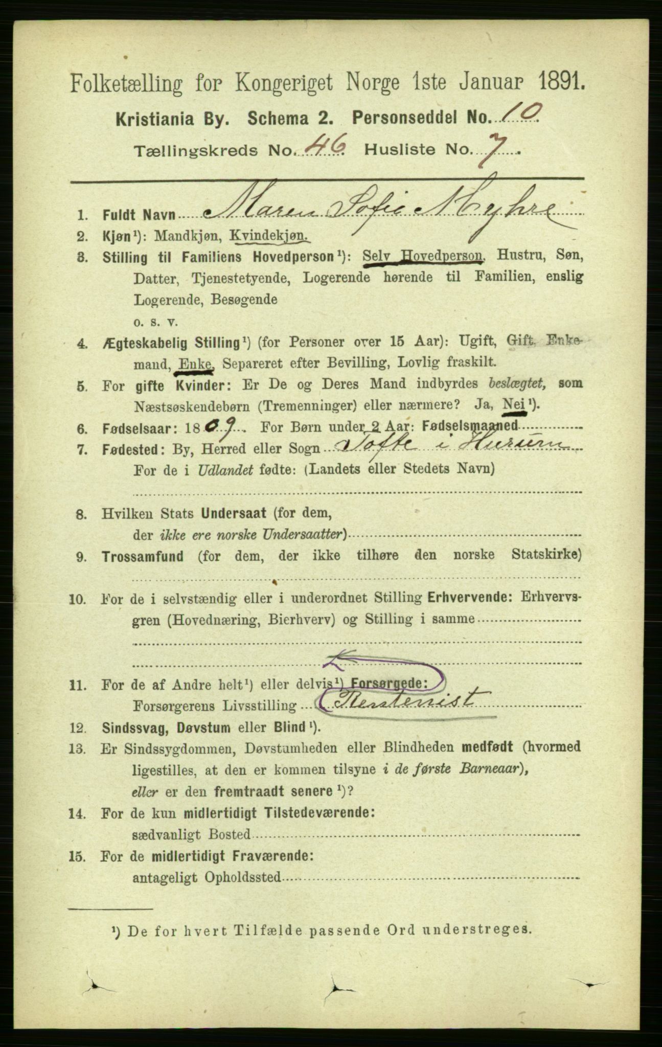 RA, 1891 census for 0301 Kristiania, 1891, p. 28075