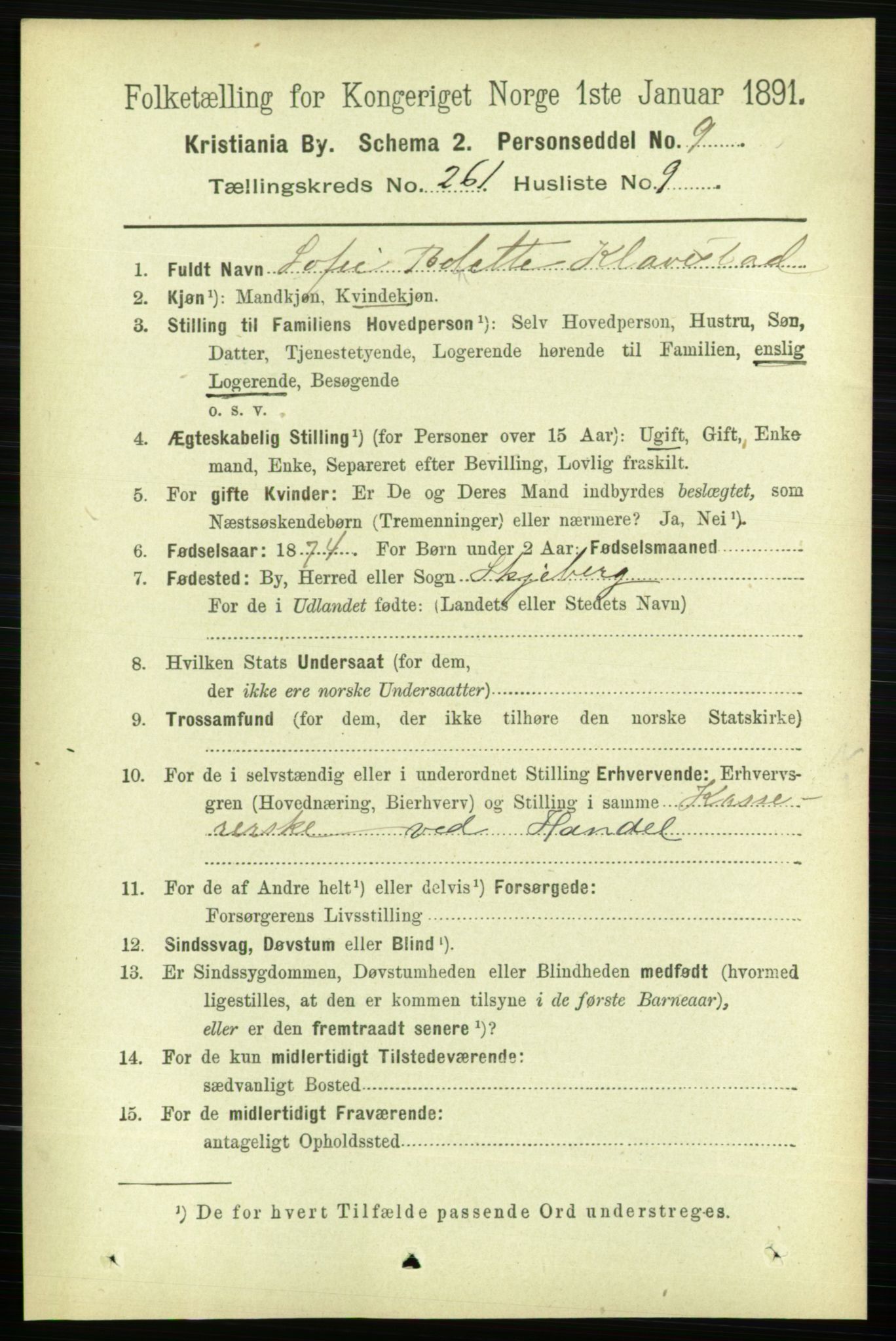 RA, 1891 census for 0301 Kristiania, 1891, p. 158443