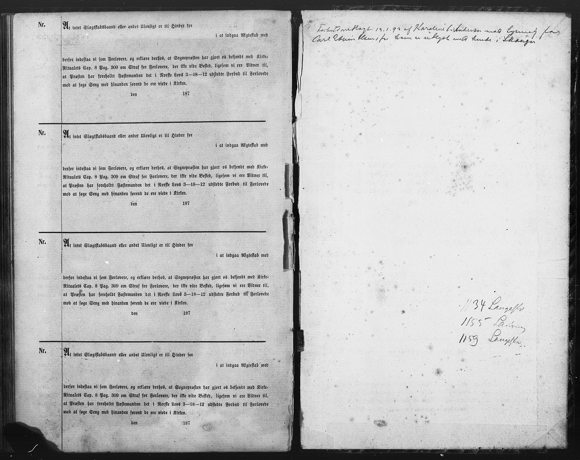 Larvik kirkebøker, SAKO/A-352/H/Ha/L0001: Banns register no. 1, 1870-1892