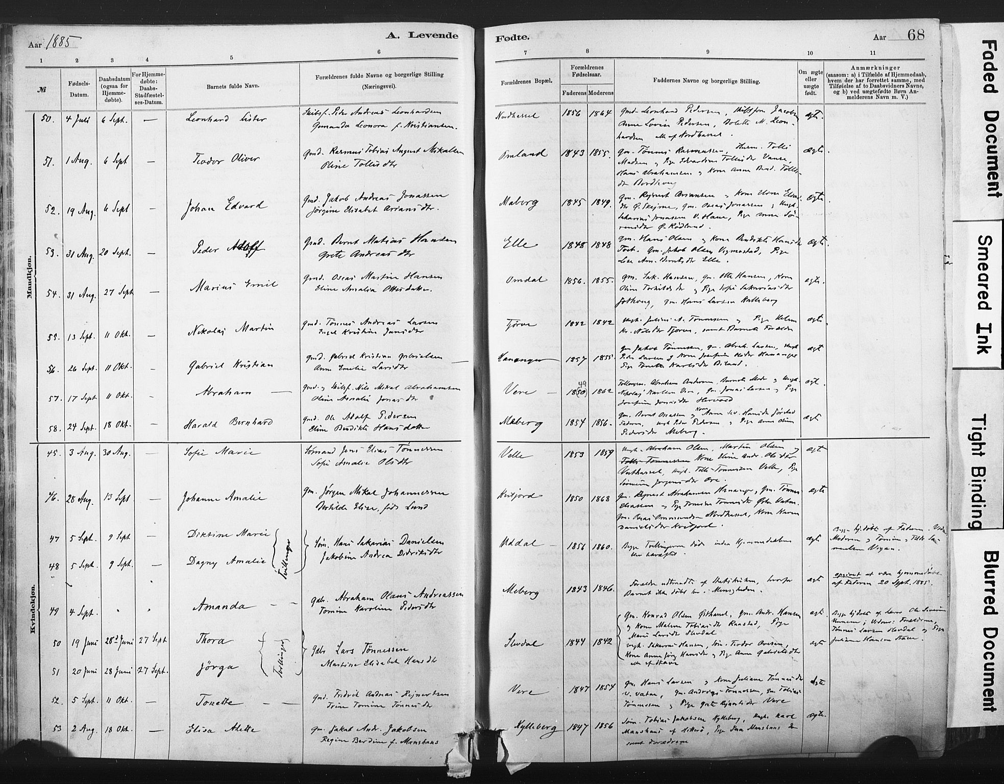 Lista sokneprestkontor, AV/SAK-1111-0027/F/Fa/L0012: Parish register (official) no. A 12, 1879-1903, p. 68