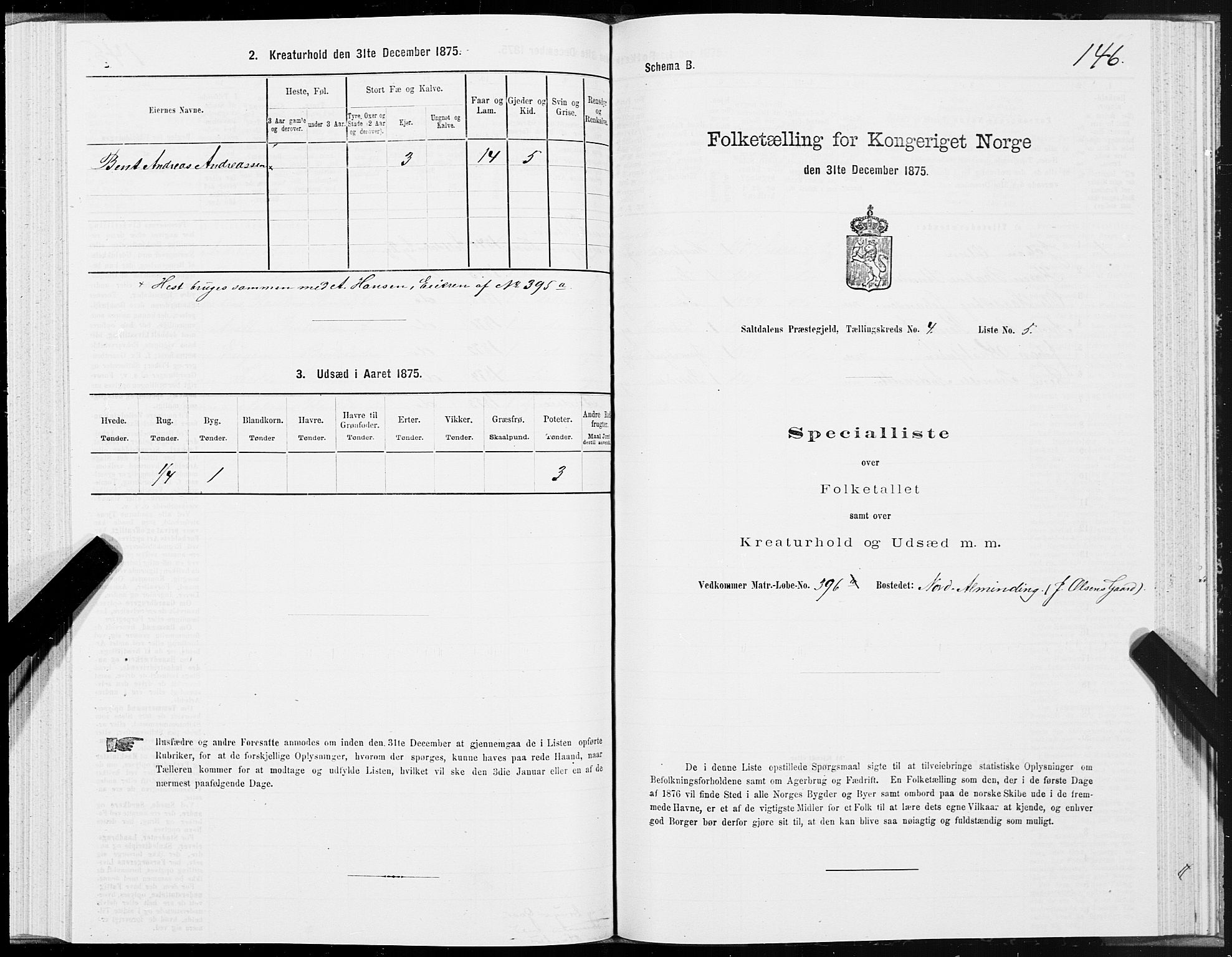 SAT, 1875 census for 1840P Saltdal, 1875, p. 2146