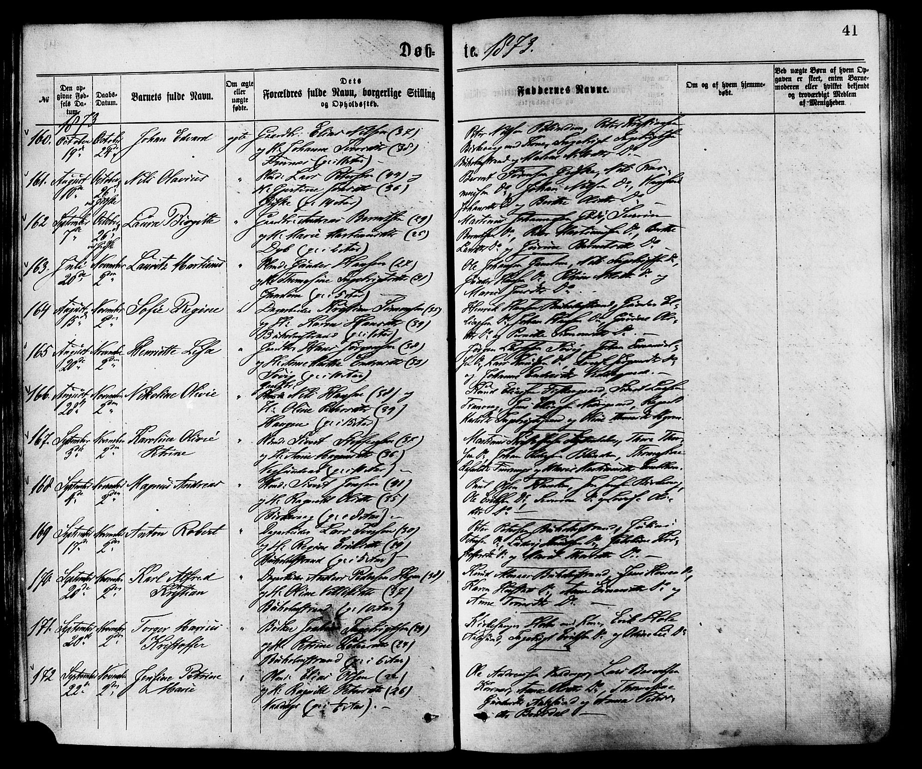 Ministerialprotokoller, klokkerbøker og fødselsregistre - Møre og Romsdal, AV/SAT-A-1454/528/L0400: Parish register (official) no. 528A11, 1871-1879, p. 41