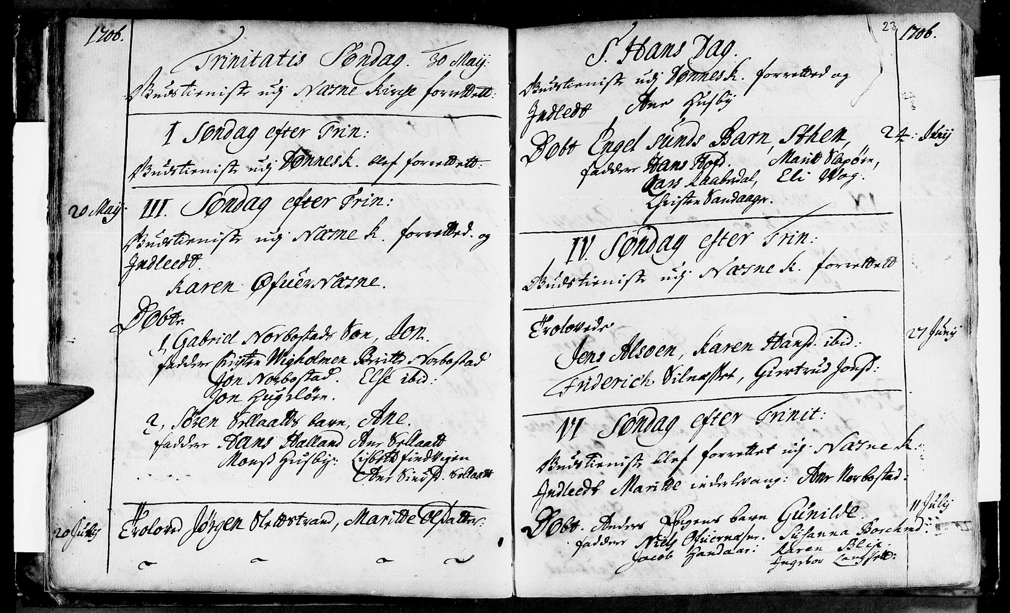 Ministerialprotokoller, klokkerbøker og fødselsregistre - Nordland, SAT/A-1459/838/L0542: Parish register (official) no. 838A01, 1704-1737, p. 23