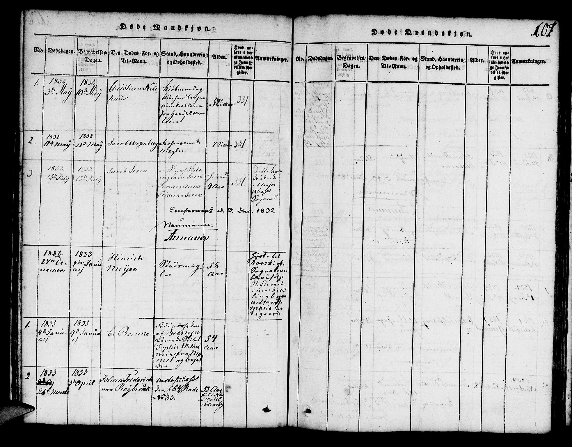 Mariakirken Sokneprestembete, SAB/A-76901/H/Hab/L0001: Parish register (copy) no. A 1, 1815-1846, p. 107