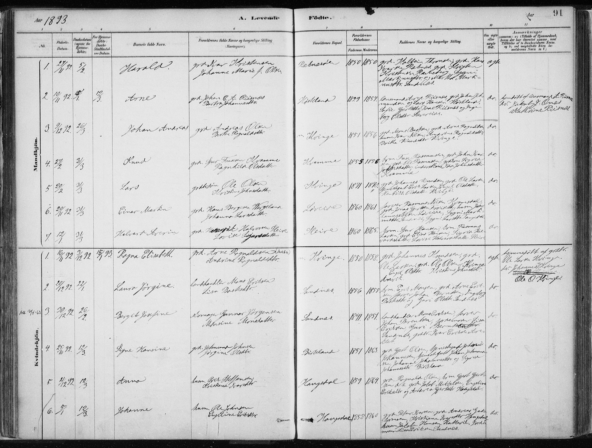 Masfjorden Sokneprestembete, SAB/A-77001: Parish register (official) no. B  1, 1876-1899, p. 91