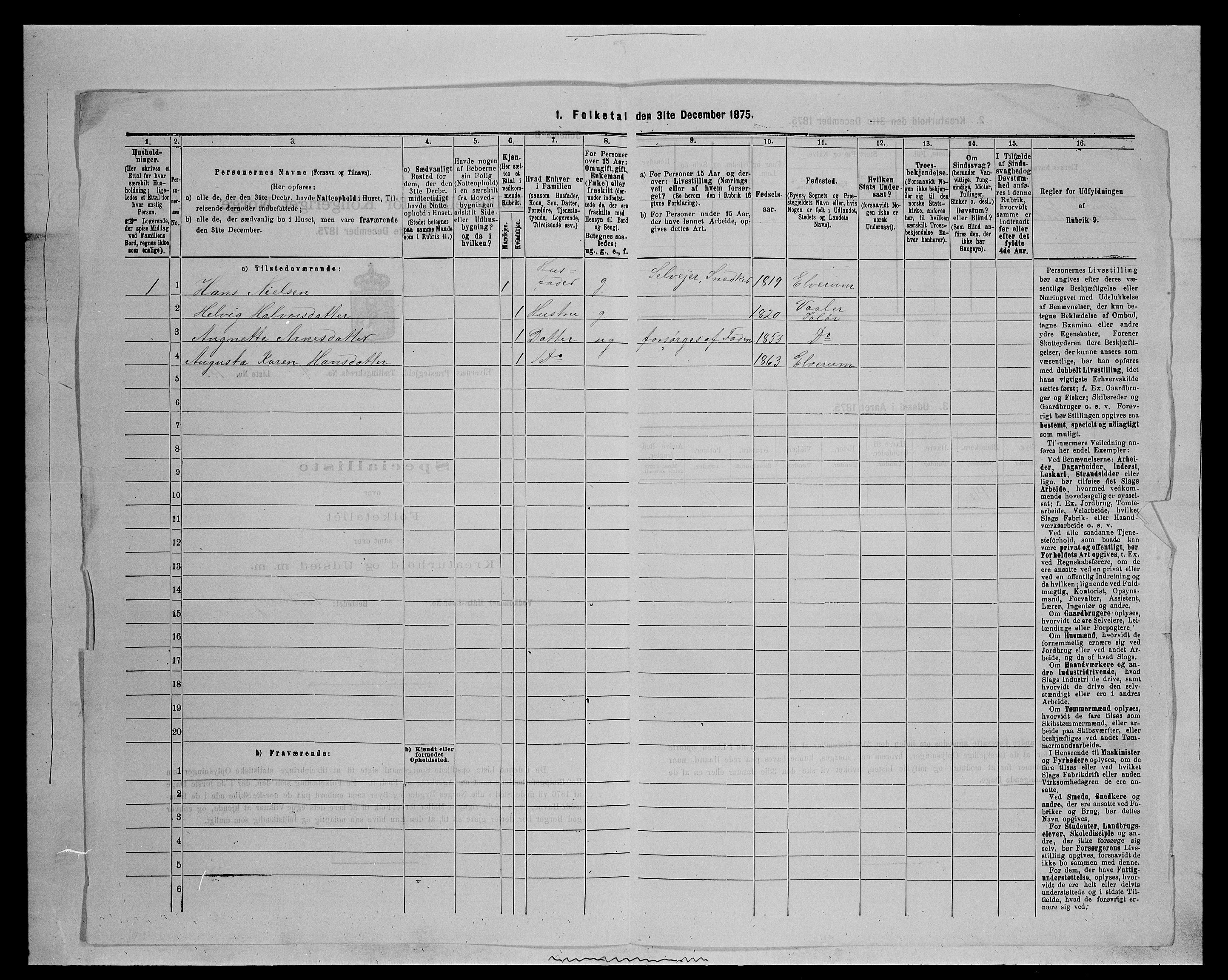 SAH, 1875 census for 0427P Elverum, 1875, p. 1224