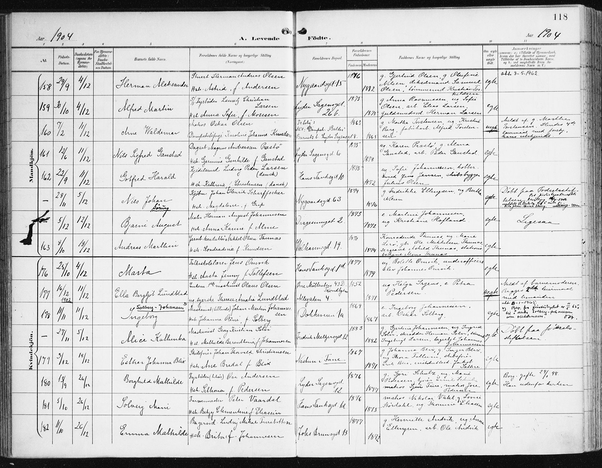 Johanneskirken sokneprestembete, AV/SAB-A-76001/H/Haa/L0002: Parish register (official) no. A 2, 1900-1912, p. 118