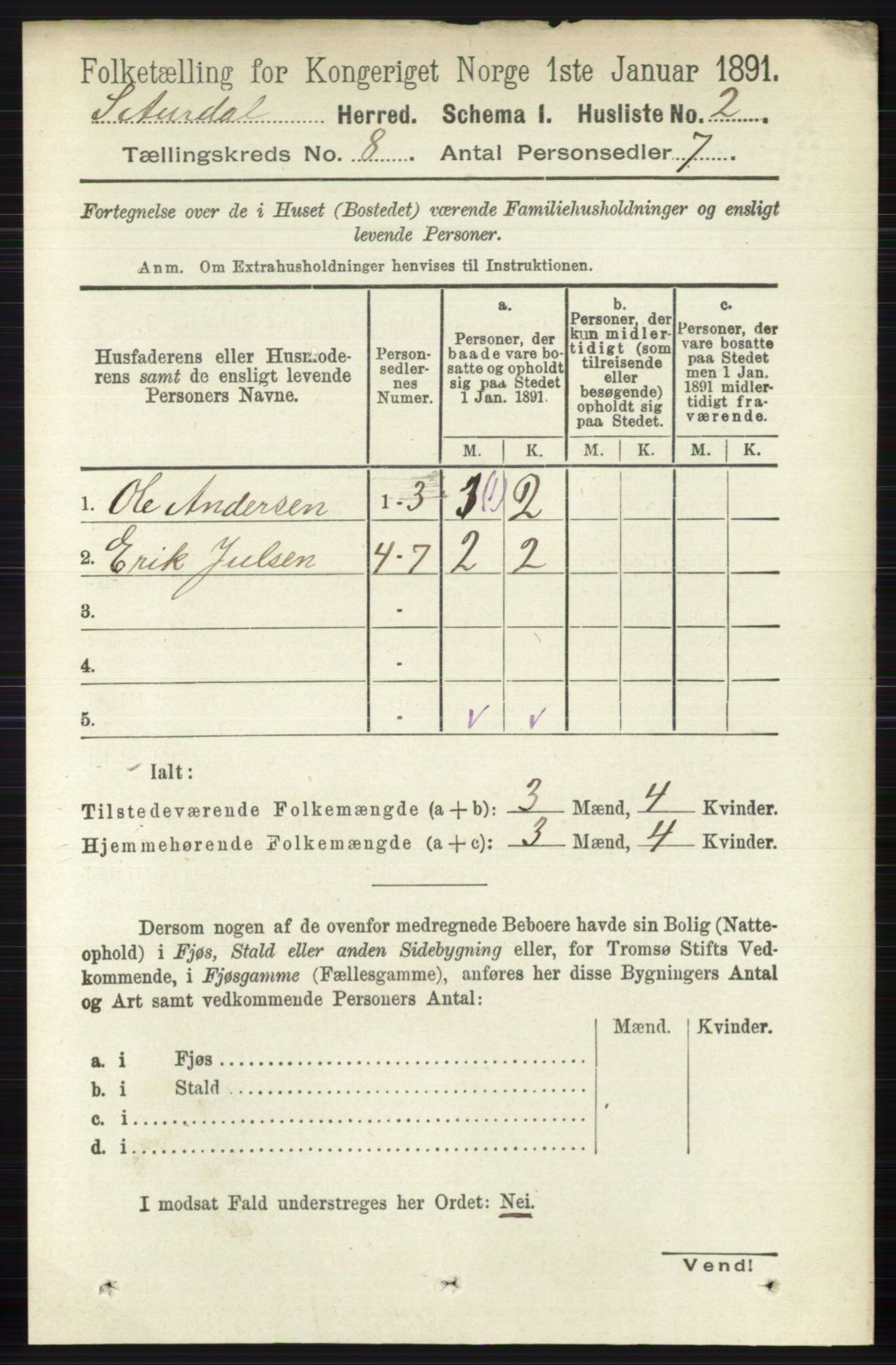 RA, 1891 census for 0540 Sør-Aurdal, 1891, p. 4752