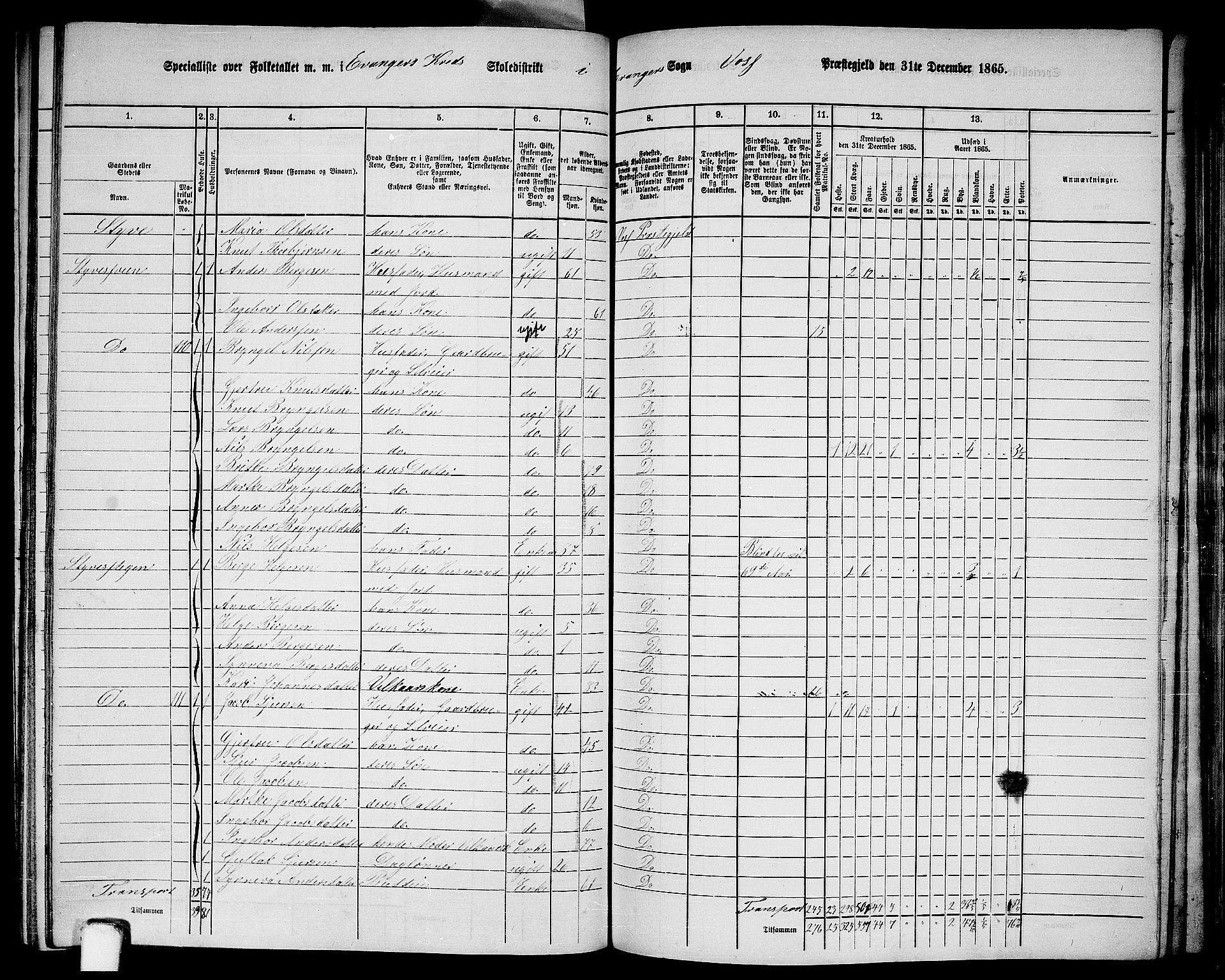 RA, 1865 census for Voss, 1865, p. 365