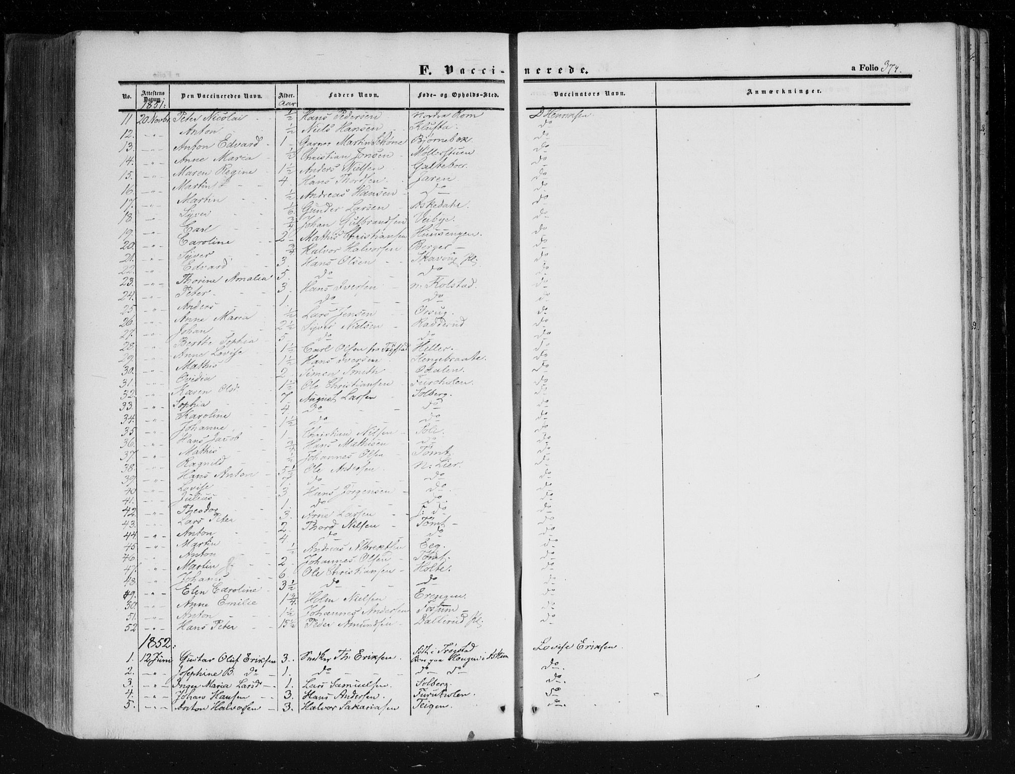 Askim prestekontor Kirkebøker, AV/SAO-A-10900/F/Fa/L0005: Parish register (official) no. 5, 1847-1879, p. 374