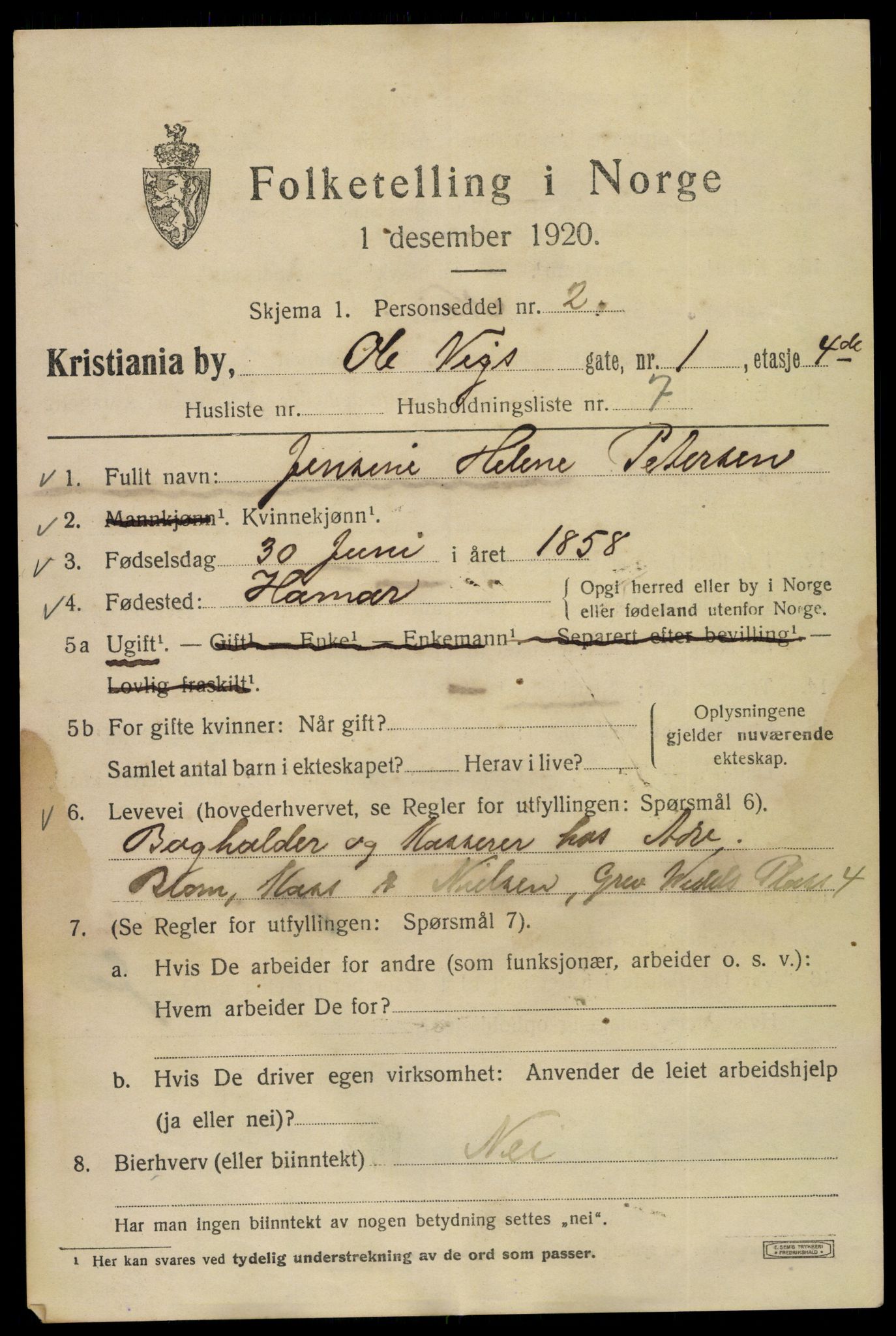 SAO, 1920 census for Kristiania, 1920, p. 432969