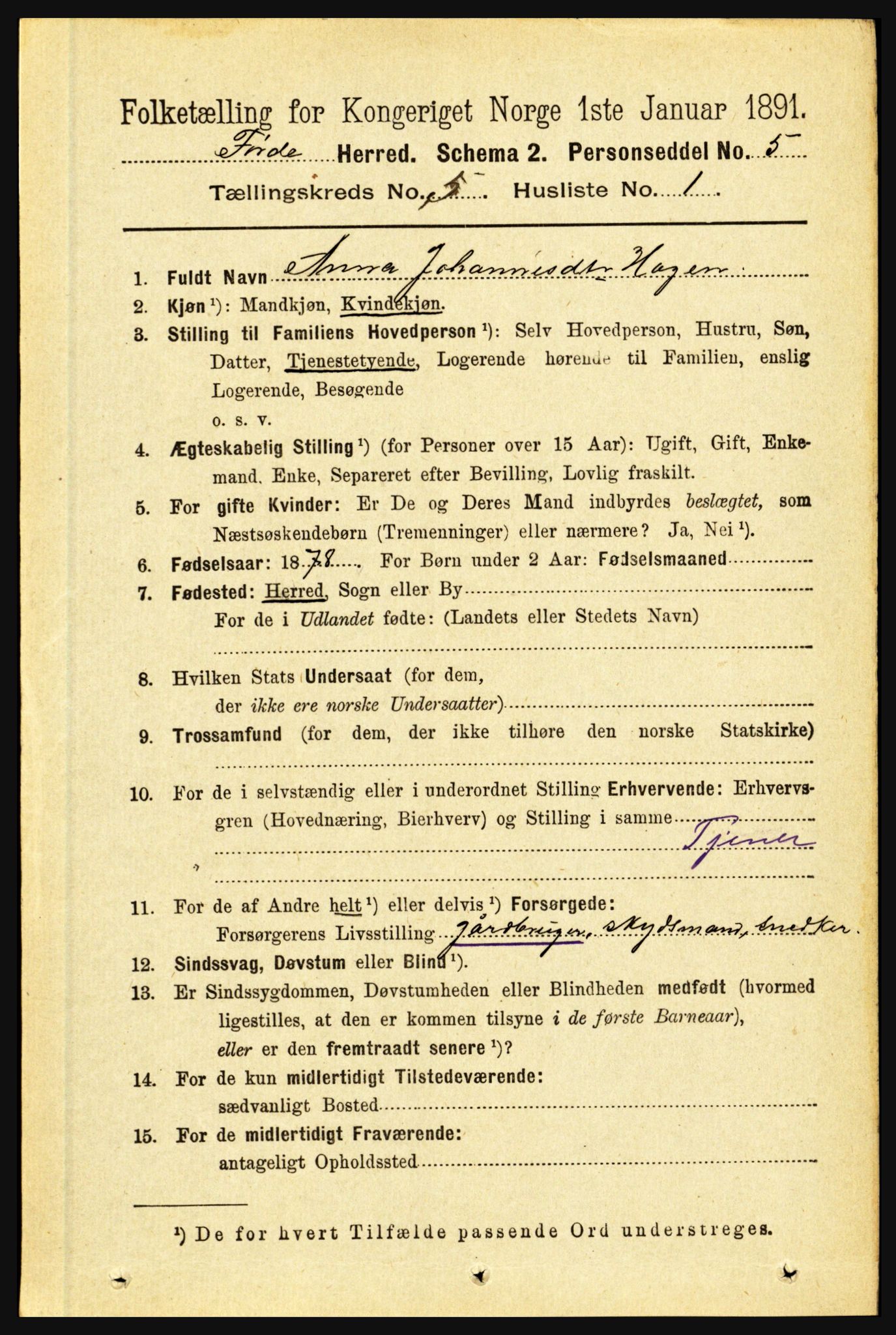 RA, 1891 census for 1432 Førde, 1891, p. 1438