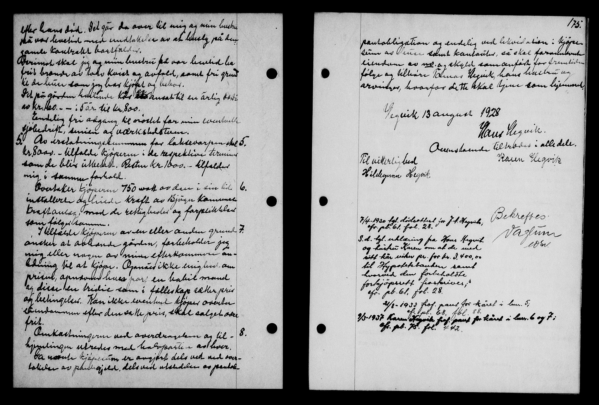 Fosen sorenskriveri, AV/SAT-A-1107/1/2/2C/L0067: Mortgage book no. 58, 1928-1929, p. 175, Deed date: 20.08.1928
