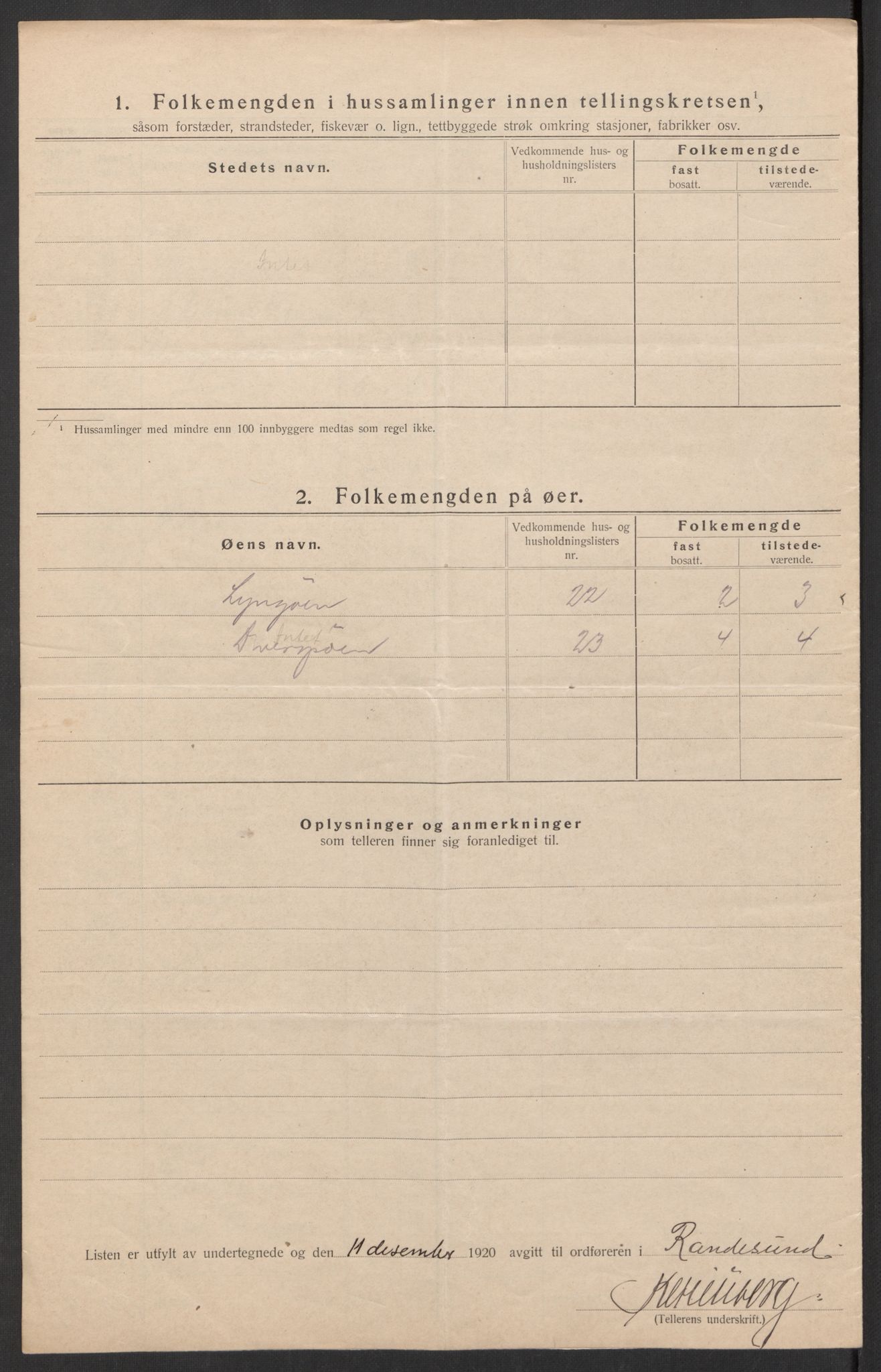 SAK, 1920 census for Randesund, 1920, p. 27