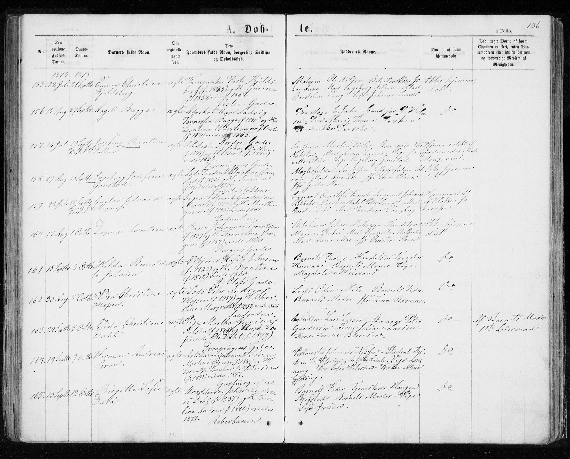 Ministerialprotokoller, klokkerbøker og fødselsregistre - Sør-Trøndelag, AV/SAT-A-1456/601/L0054: Parish register (official) no. 601A22, 1866-1877, p. 136