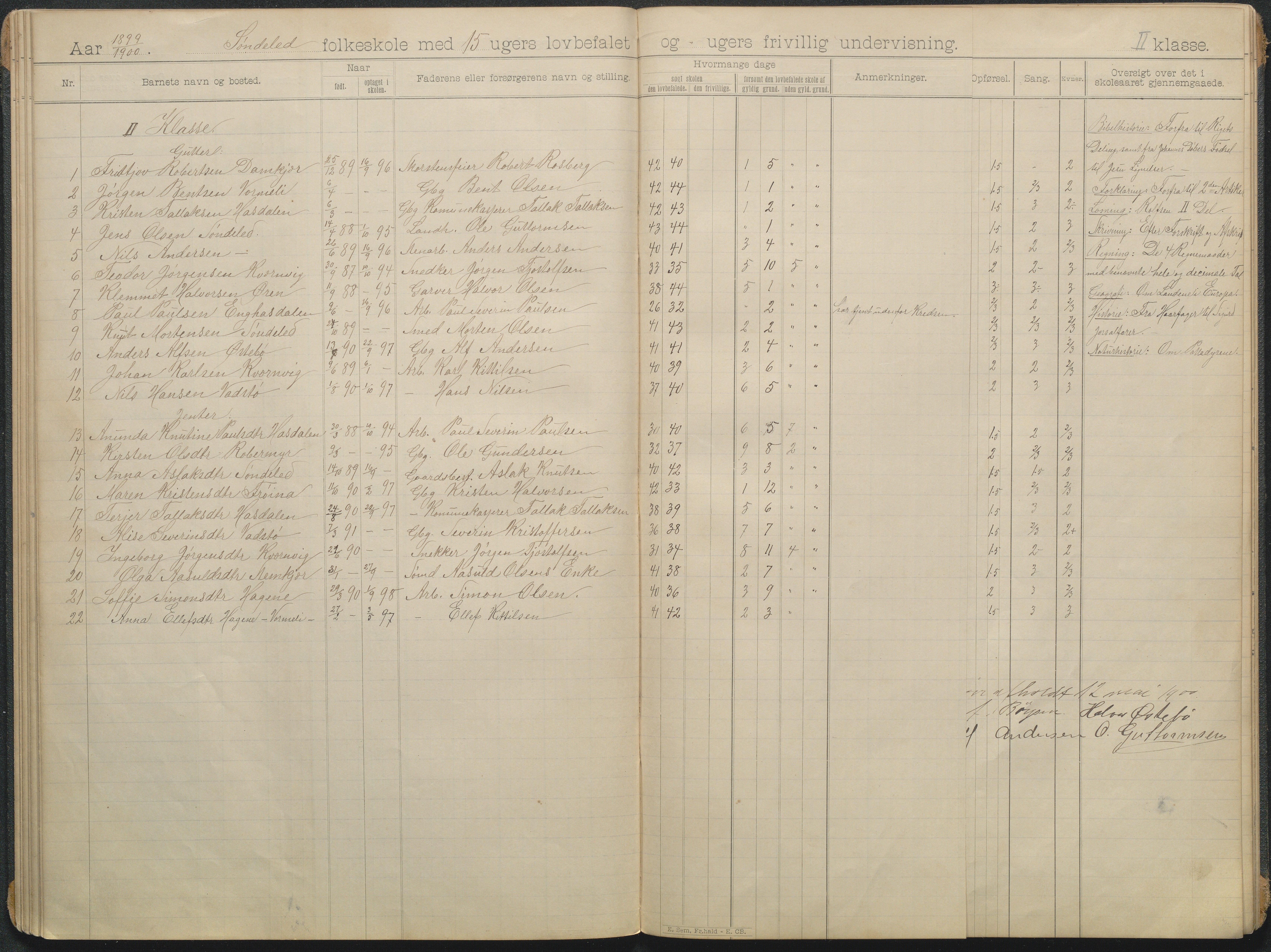 Søndeled kommune, AAKS/KA0913-PK/1/05/05f/L0006: skoleprotokoll, 1895-1901, p. 18a