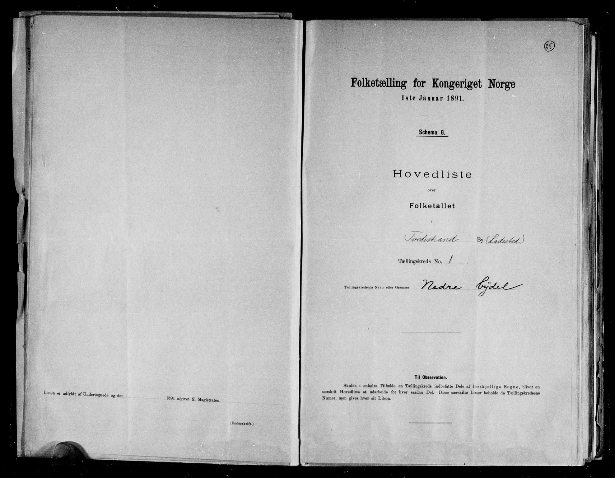 RA, 1891 census for 0902 Tvedestrand, 1891, p. 7