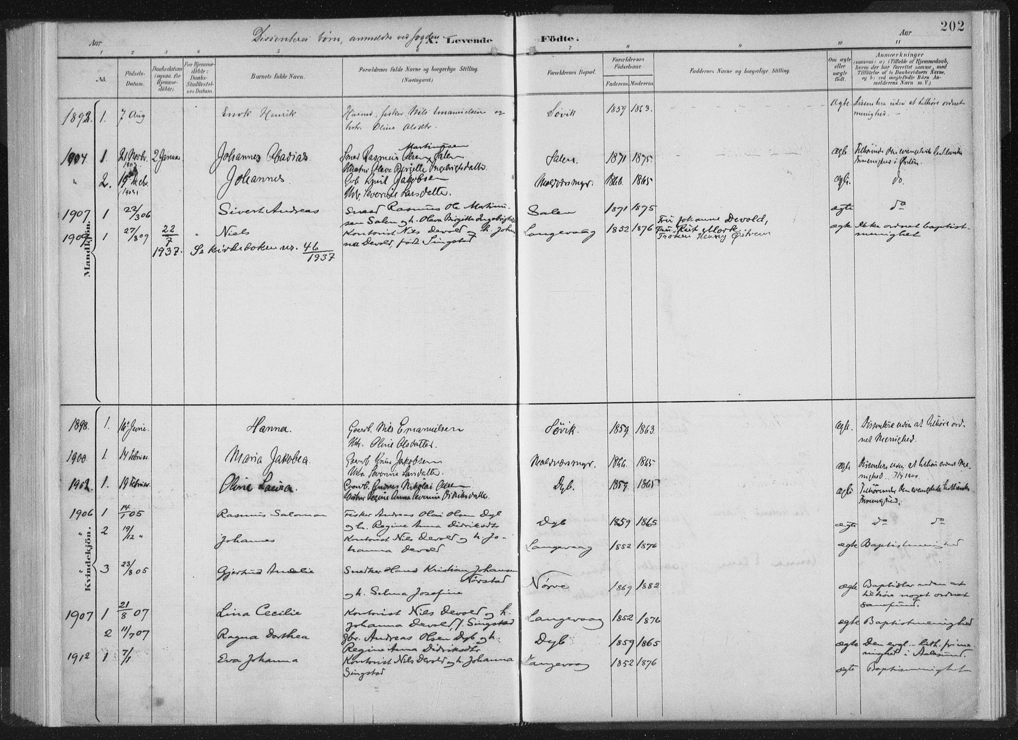 Ministerialprotokoller, klokkerbøker og fødselsregistre - Møre og Romsdal, SAT/A-1454/528/L0405: Parish register (official) no. 528A14, 1891-1906, p. 202