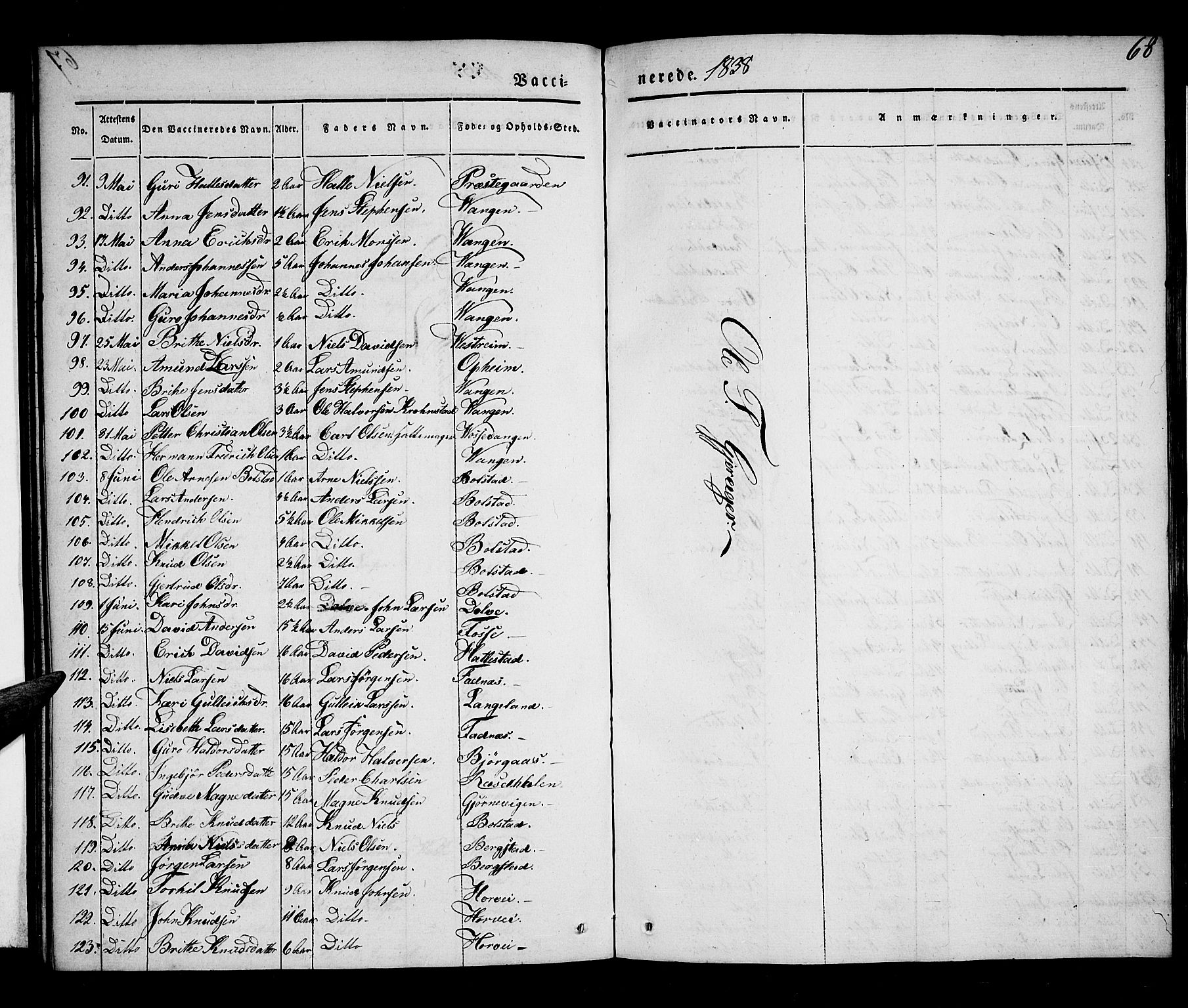 Voss sokneprestembete, AV/SAB-A-79001/H/Haa: Parish register (official) no. A 14, 1837-1847, p. 68