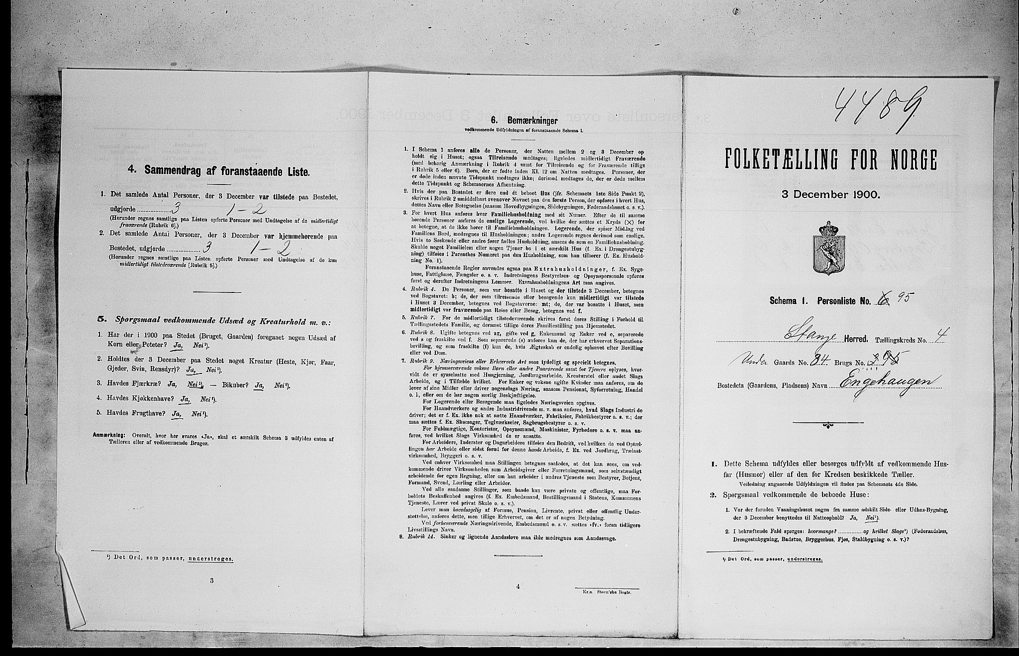 SAH, 1900 census for Stange, 1900, p. 978