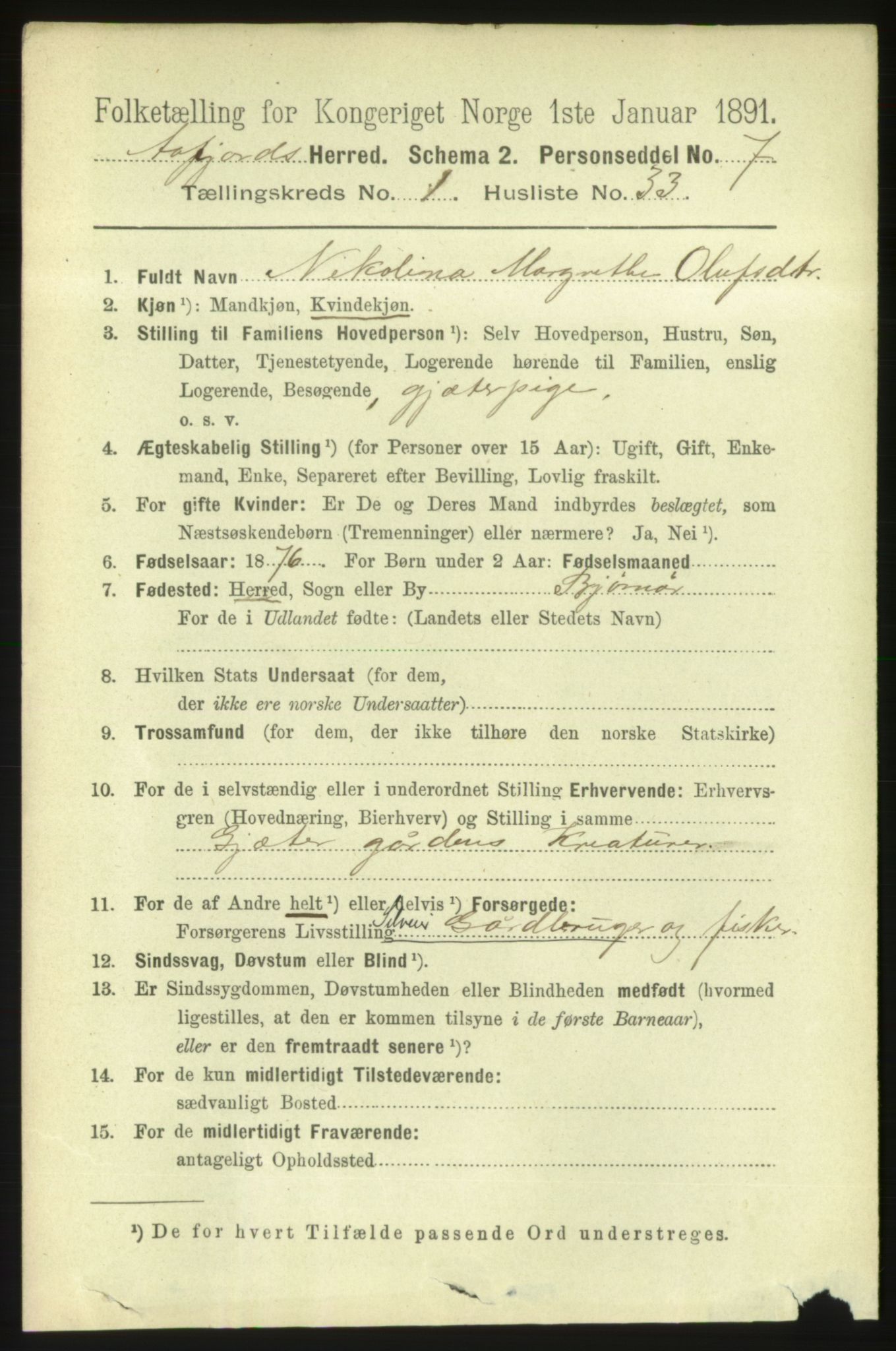 RA, 1891 census for 1630 Åfjord, 1891, p. 345