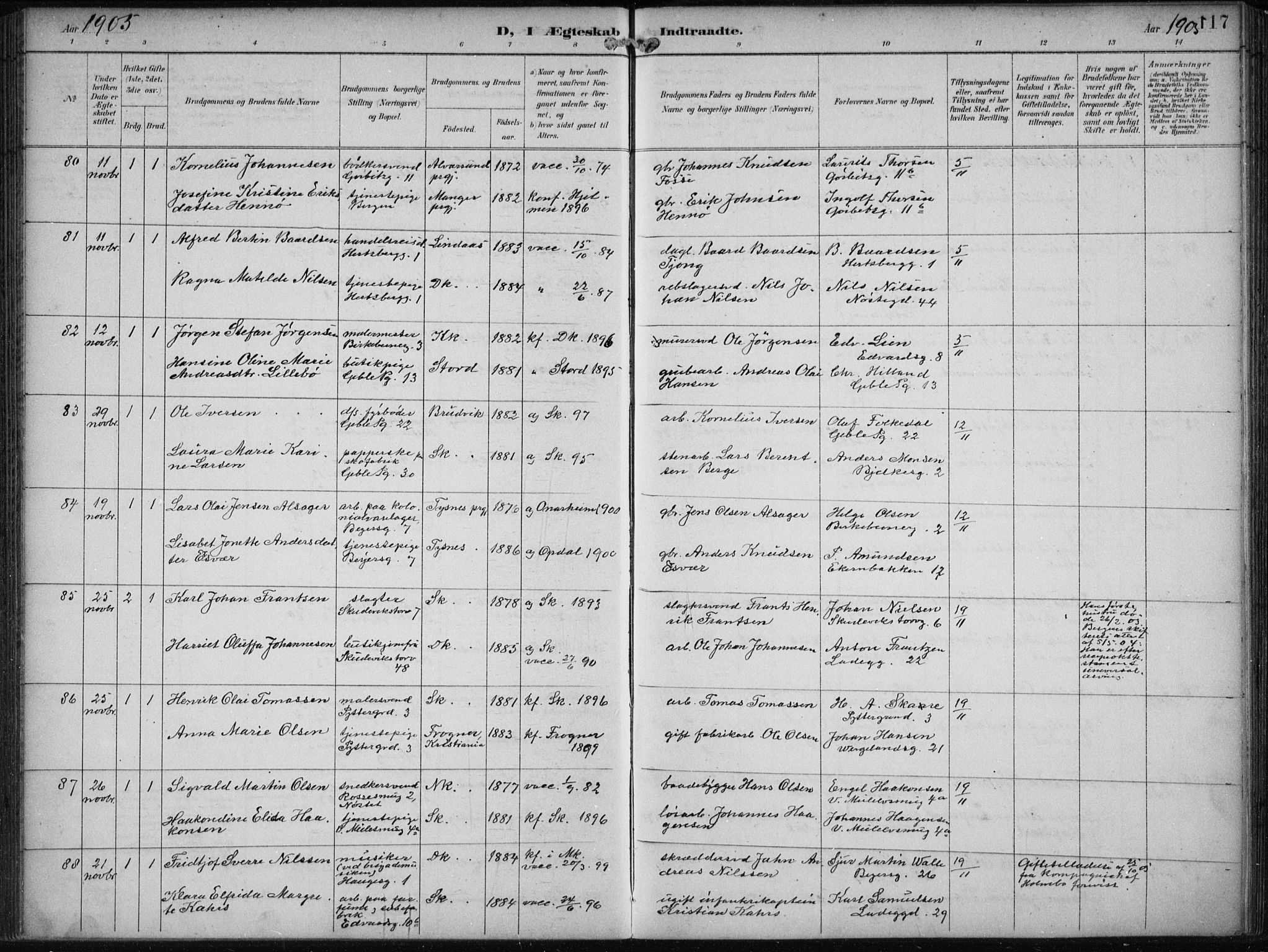 Sandviken Sokneprestembete, SAB/A-77601/H/Ha/L0014: Parish register (official) no. D 1, 1896-1911, p. 117