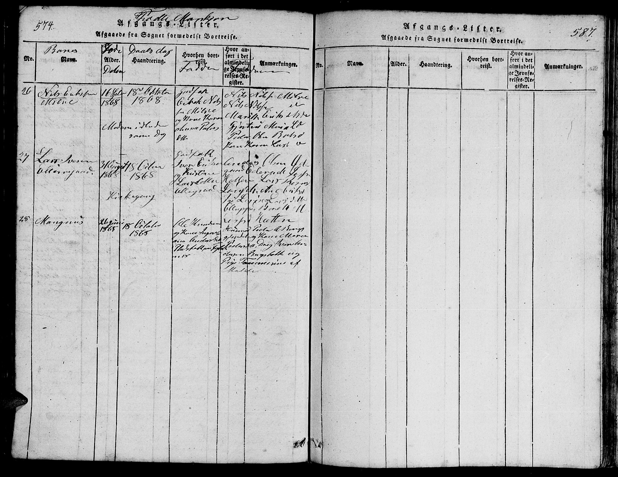 Ministerialprotokoller, klokkerbøker og fødselsregistre - Møre og Romsdal, SAT/A-1454/555/L0665: Parish register (copy) no. 555C01, 1818-1868, p. 574-575