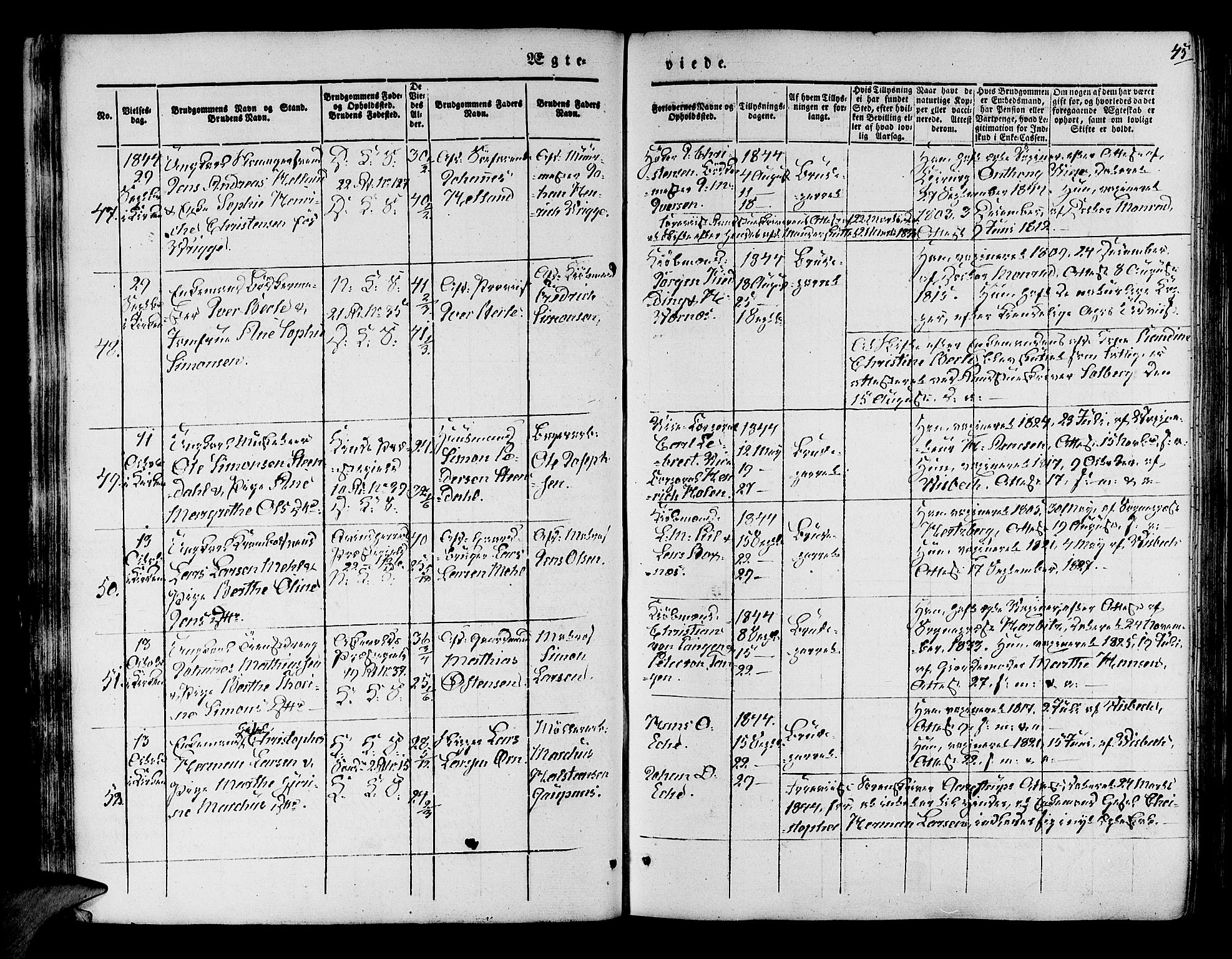 Korskirken sokneprestembete, AV/SAB-A-76101/H/Hab: Parish register (copy) no. D 1, 1840-1867, p. 45