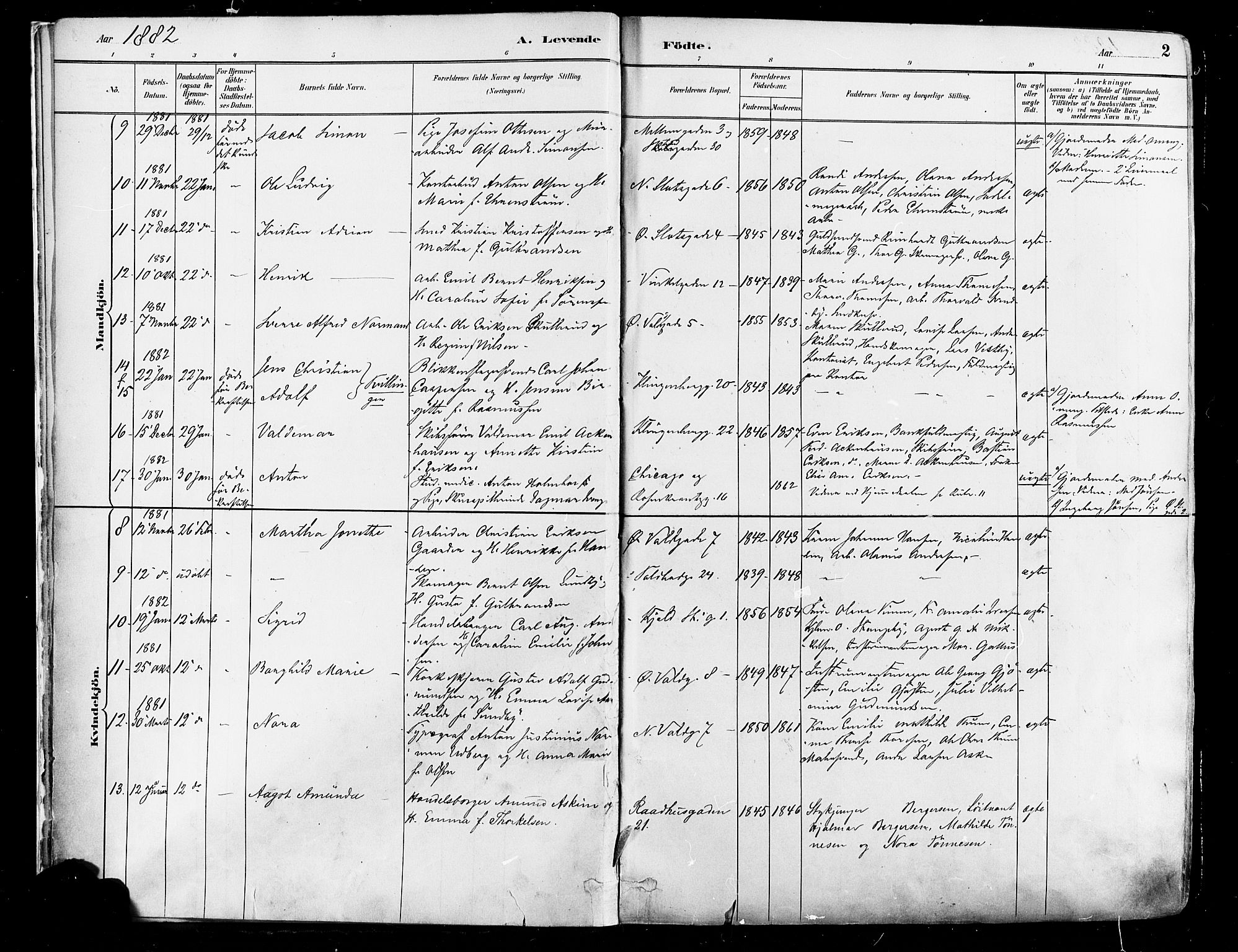 Johannes prestekontor Kirkebøker, AV/SAO-A-10852/F/Fa/L0003: Parish register (official) no. 3, 1882-1896, p. 2