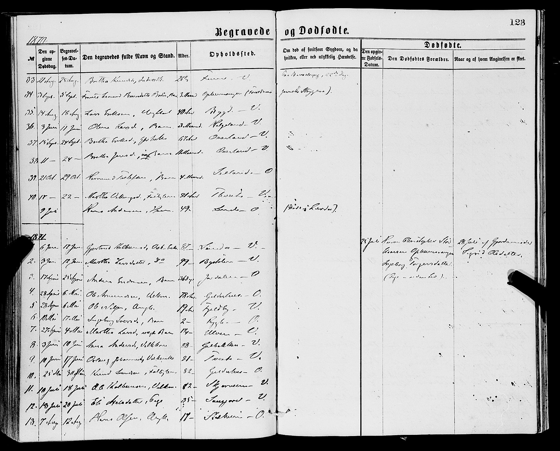 Vossestrand Sokneprestembete, SAB/A-79101/H/Haa: Parish register (official) no. A 1, 1866-1877, p. 123