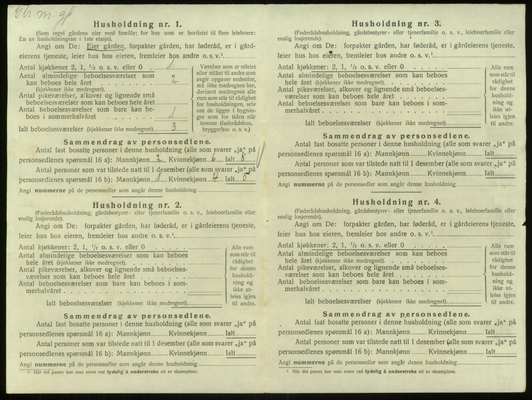 SAB, 1920 census for Bruvik, 1920, p. 1075