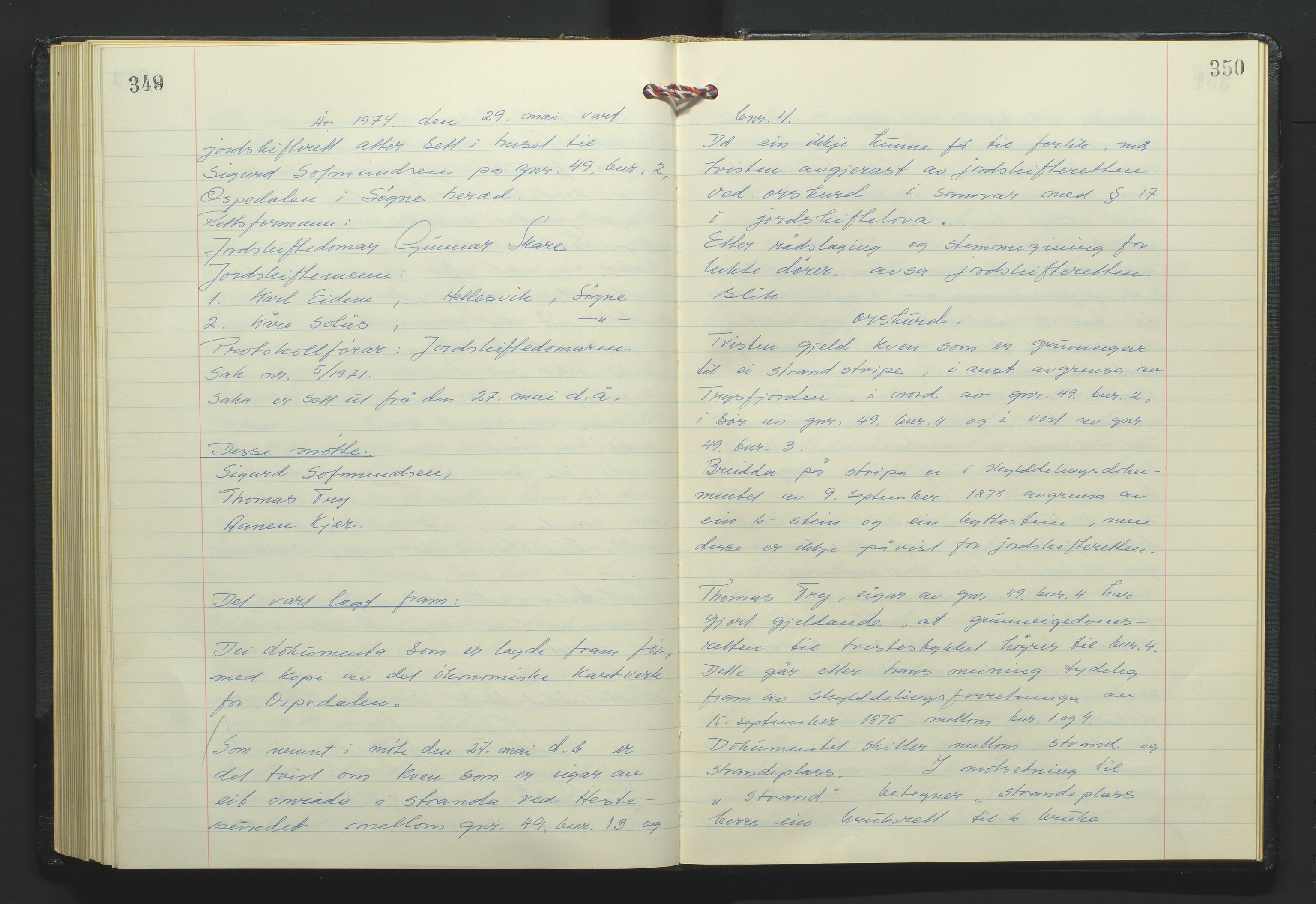 Marnar jordskifterett, AV/SAK-1541-0006/F/Fa/L0004: Jordskifterettsbok Kristiansand domssokn (Kr4), 1969-1974, p. 349-350