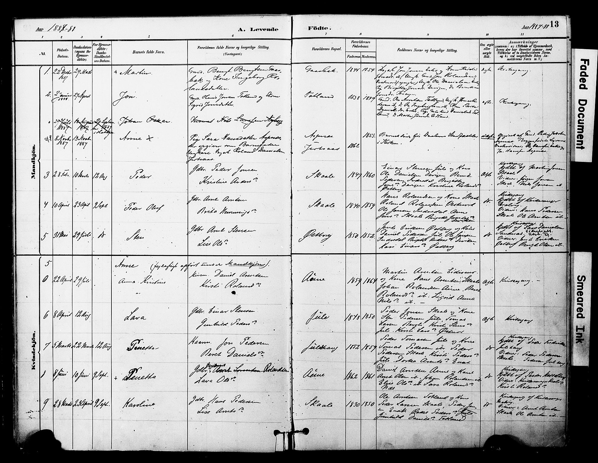 Ministerialprotokoller, klokkerbøker og fødselsregistre - Nord-Trøndelag, SAT/A-1458/757/L0505: Parish register (official) no. 757A01, 1882-1904, p. 13