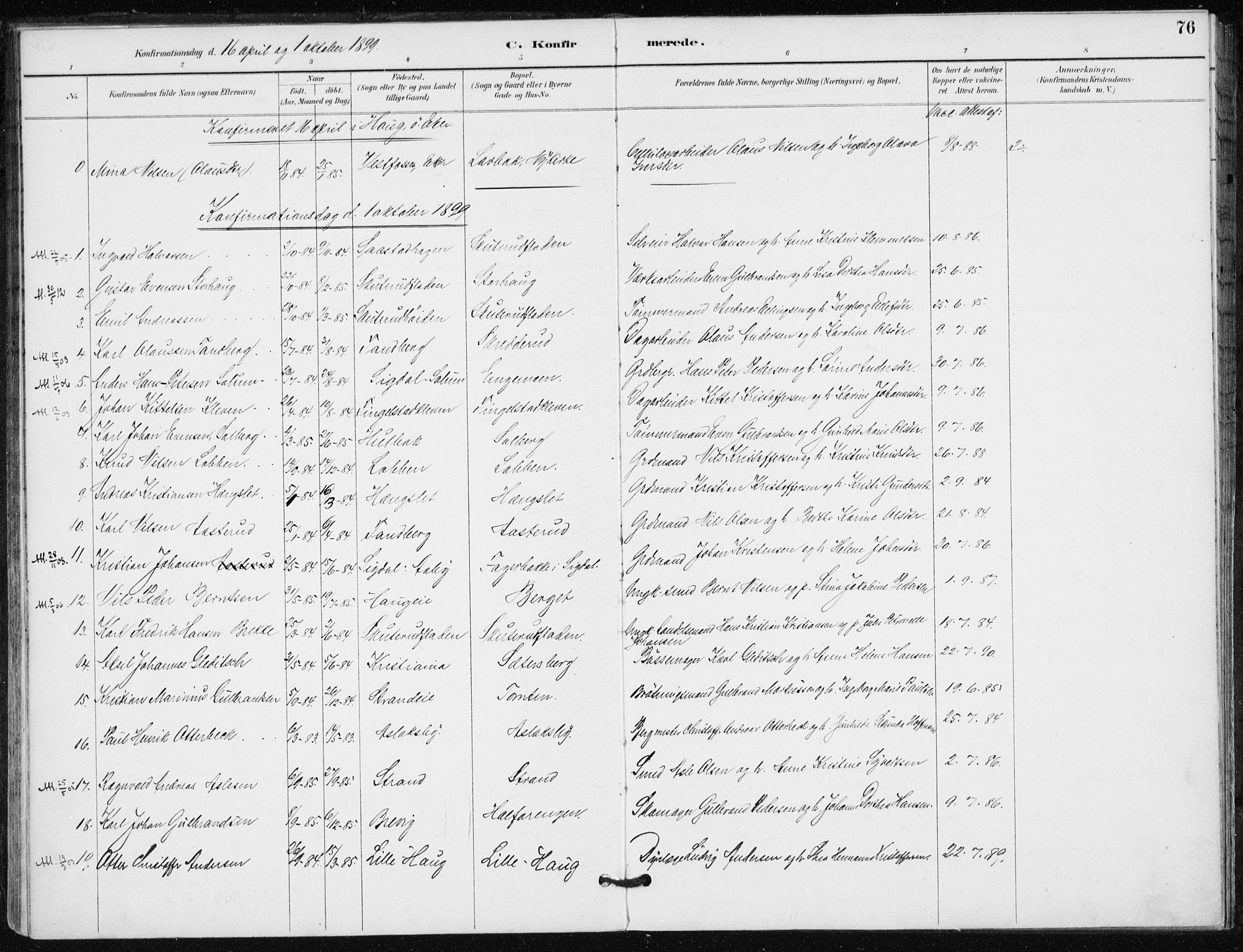 Modum kirkebøker, AV/SAKO-A-234/F/Fa/L0016: Parish register (official) no. 16, 1890-1899, p. 76