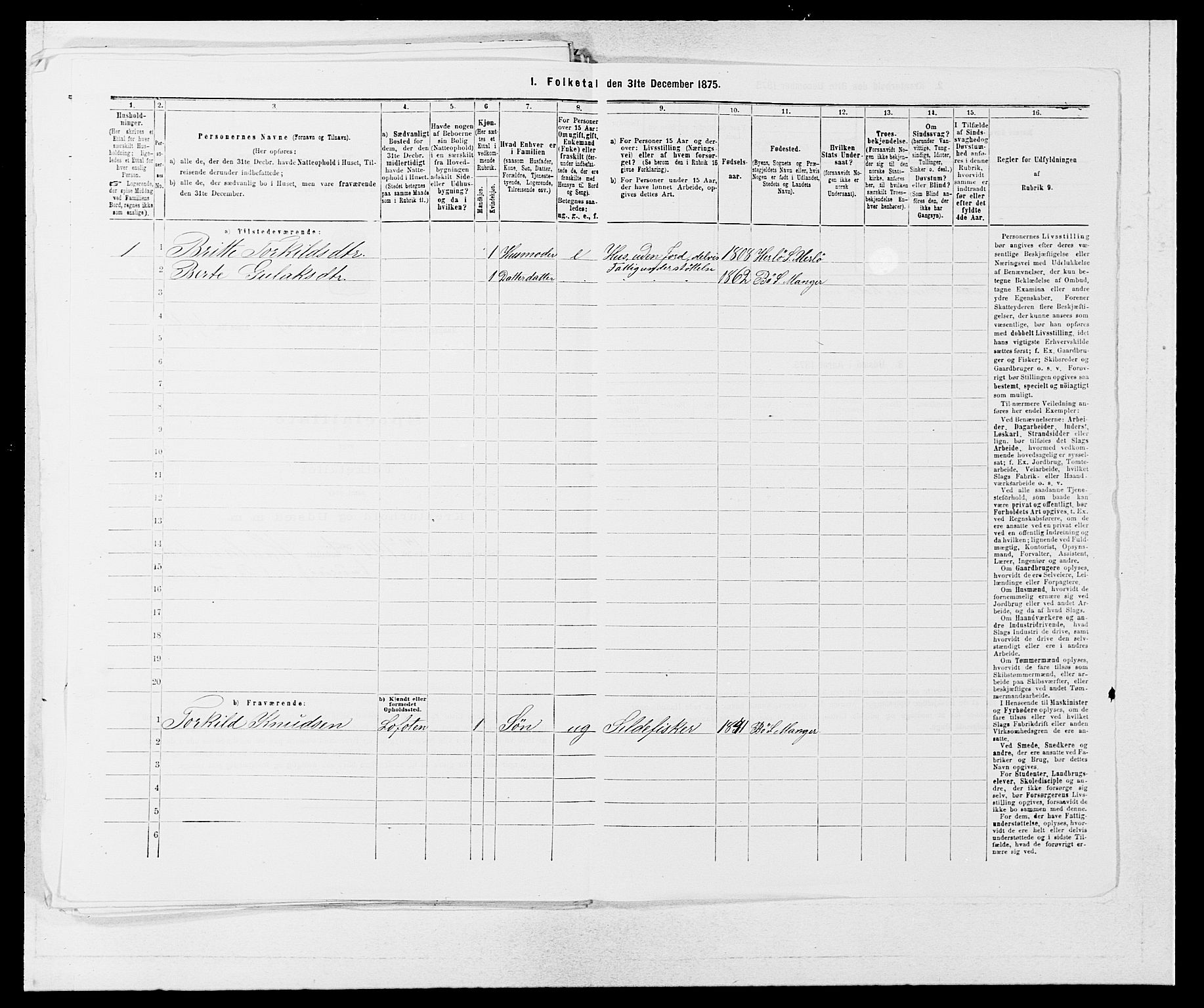 SAB, 1875 census for 1261P Manger, 1875, p. 472