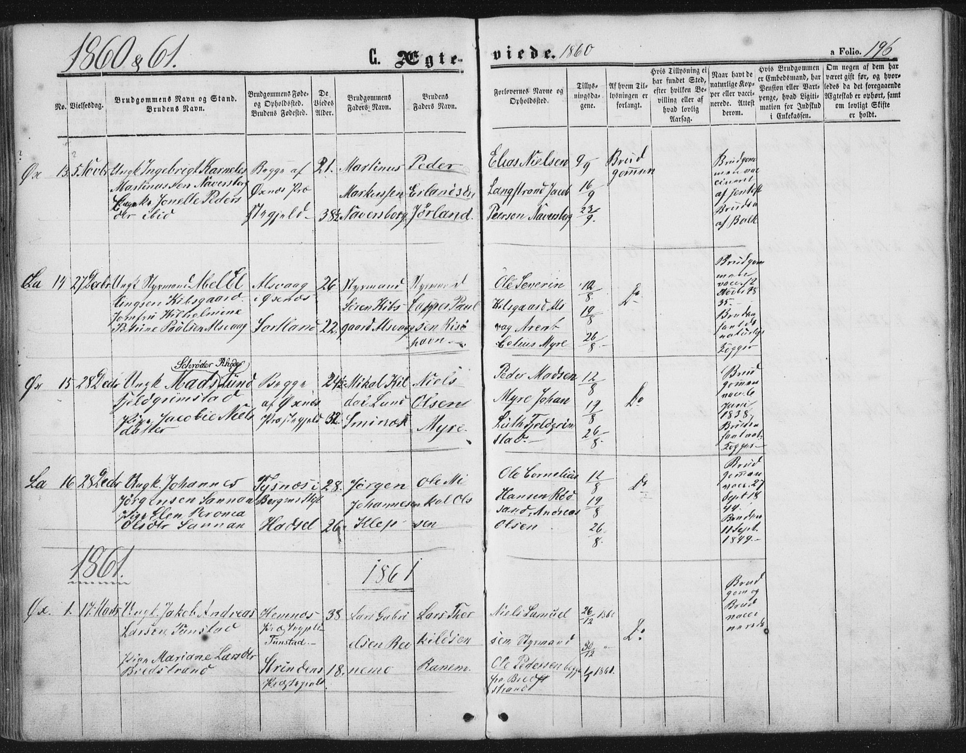 Ministerialprotokoller, klokkerbøker og fødselsregistre - Nordland, AV/SAT-A-1459/893/L1333: Parish register (official) no. 893A06, 1858-1866, p. 196