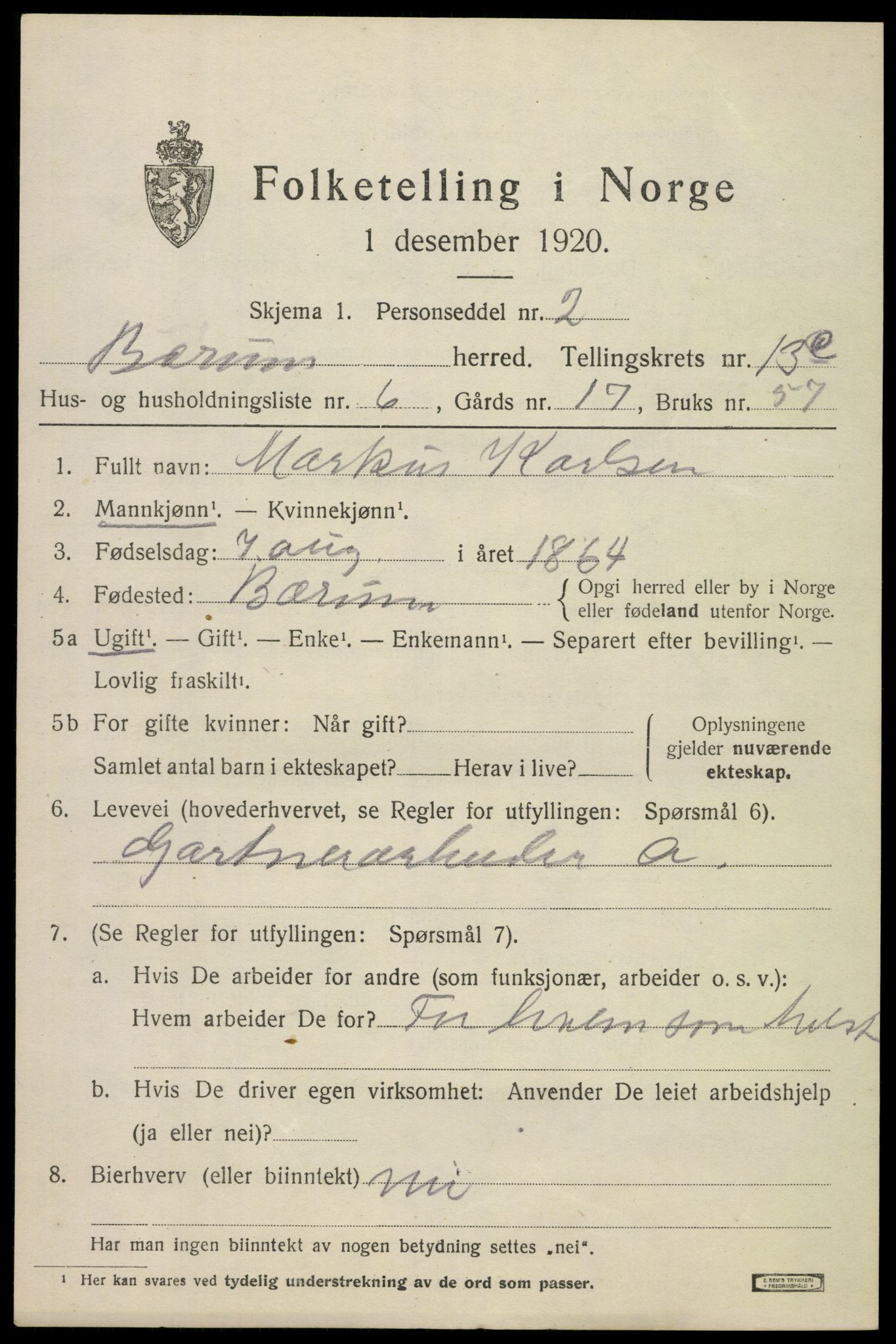 SAO, 1920 census for Bærum, 1920, p. 35718